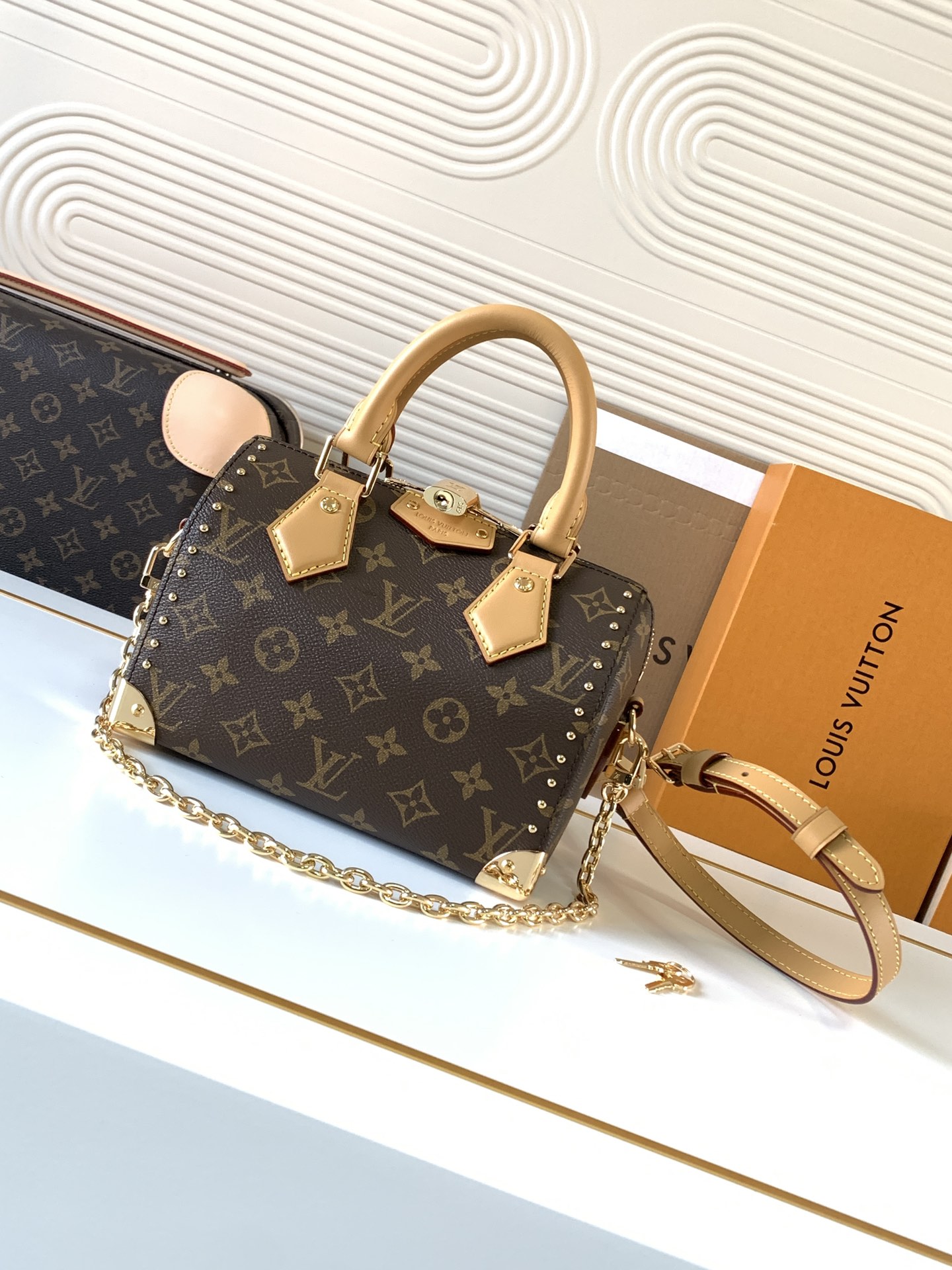 LV Speedy Trunk Leather Handbag