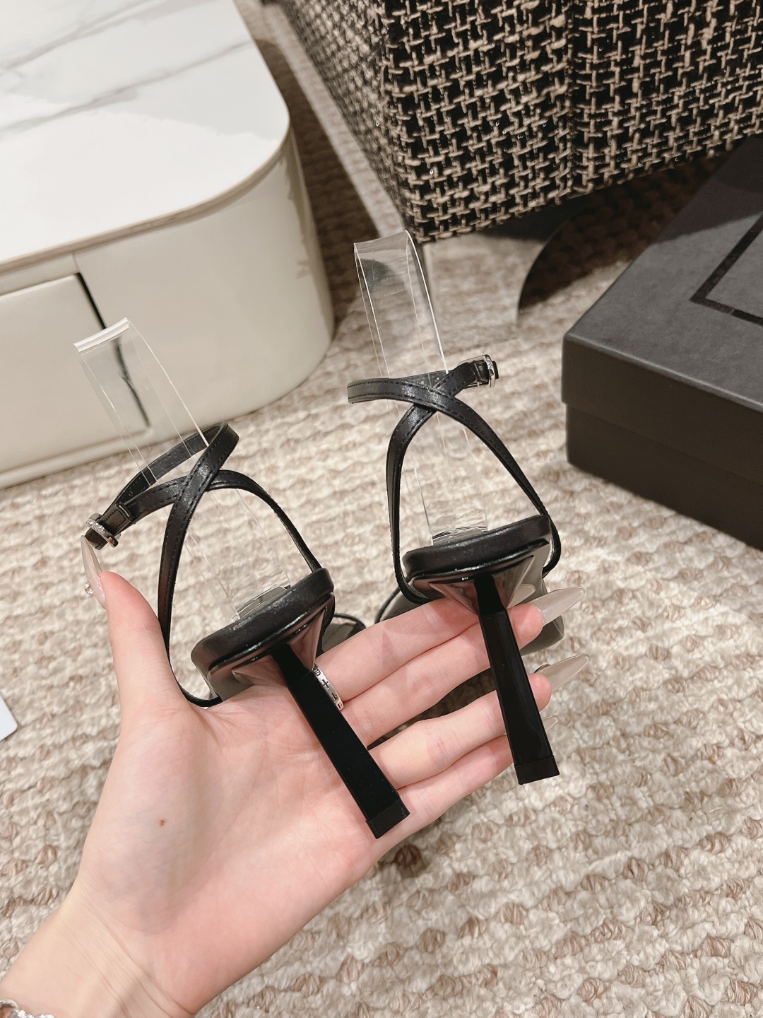 Saint Laurent Lace-Up Peekaboo High Heels