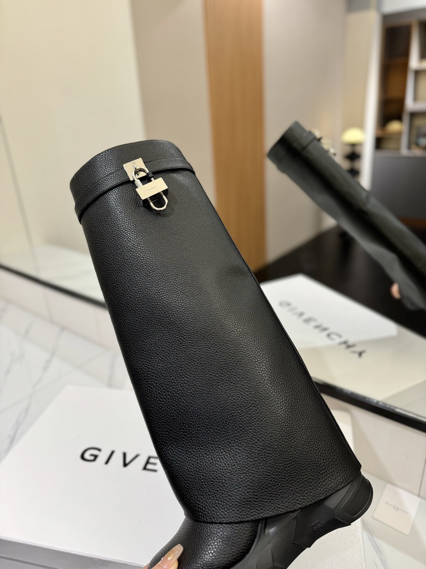 Givenchy Slope Heel Elevated Shark Long Boot