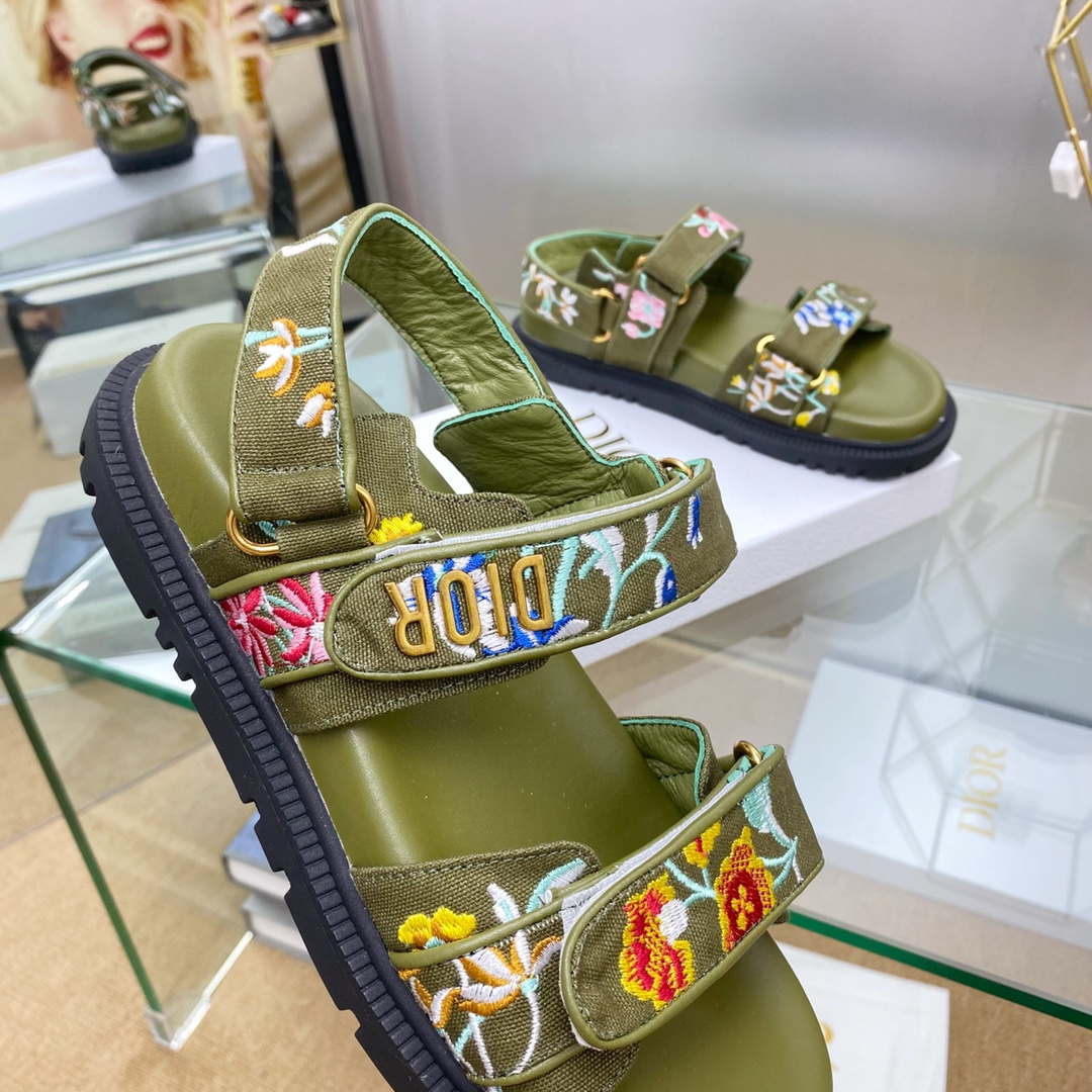 DIOR Embroidered Floral Print Sandals