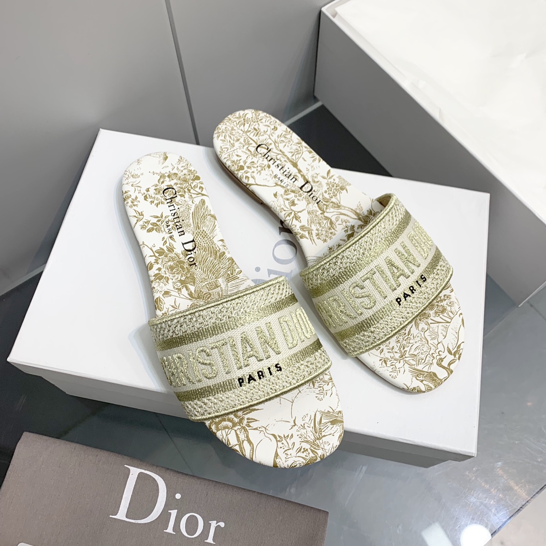 Dior Embroidered Cotton Slides