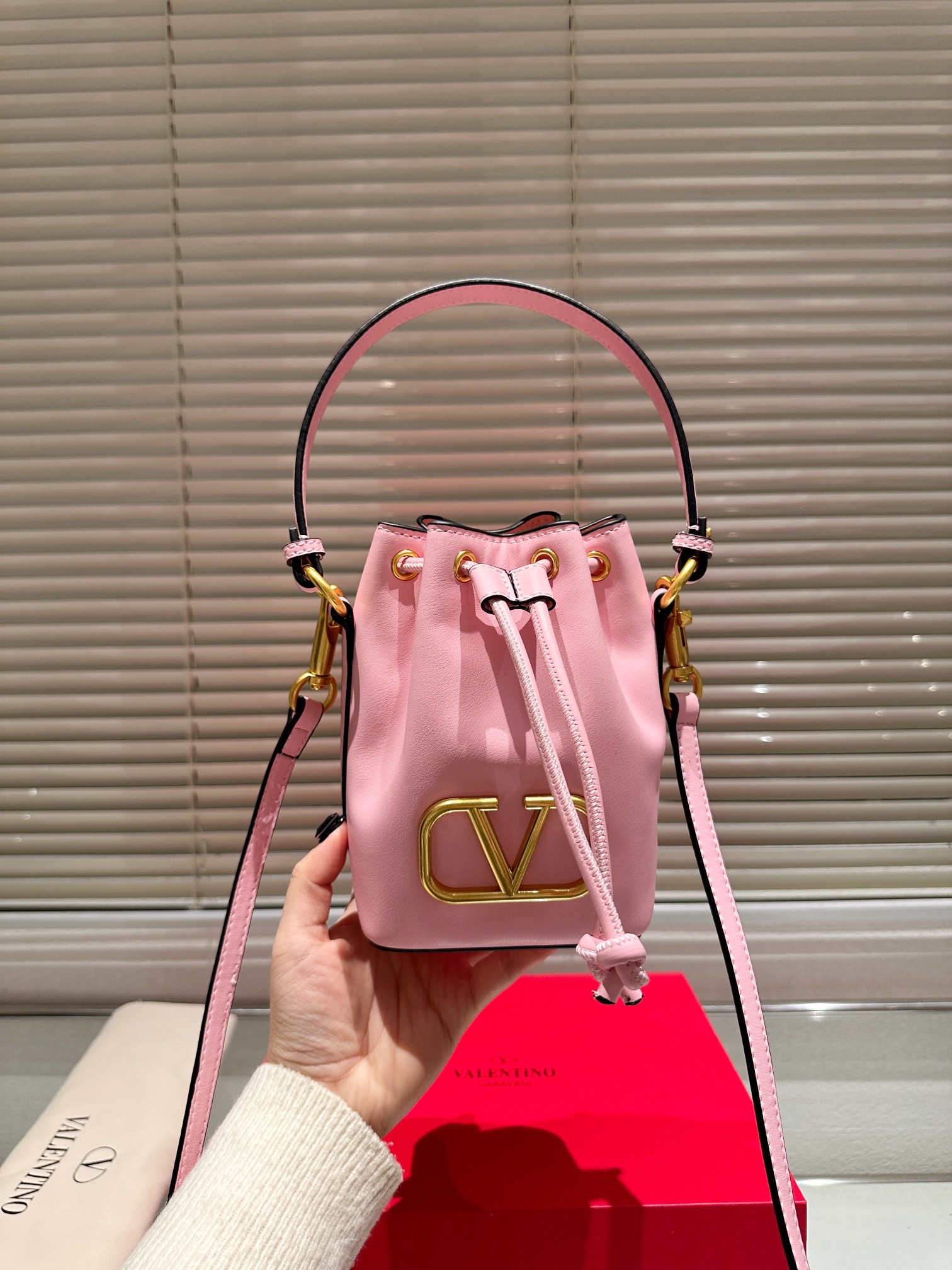 Valentino Black Tie Bucket Bag from Runway