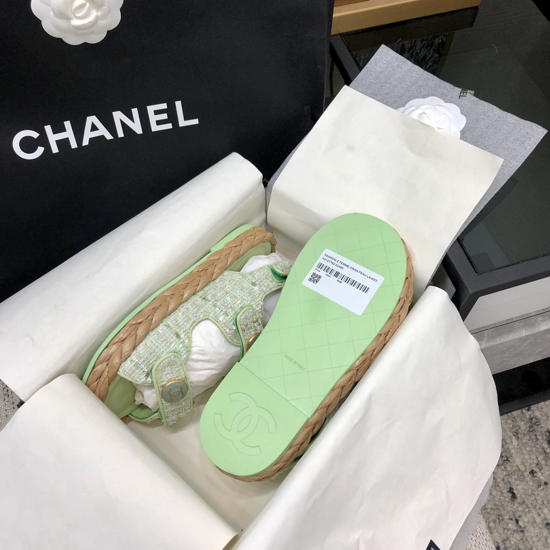 Chanel Woven Velcro Sandals