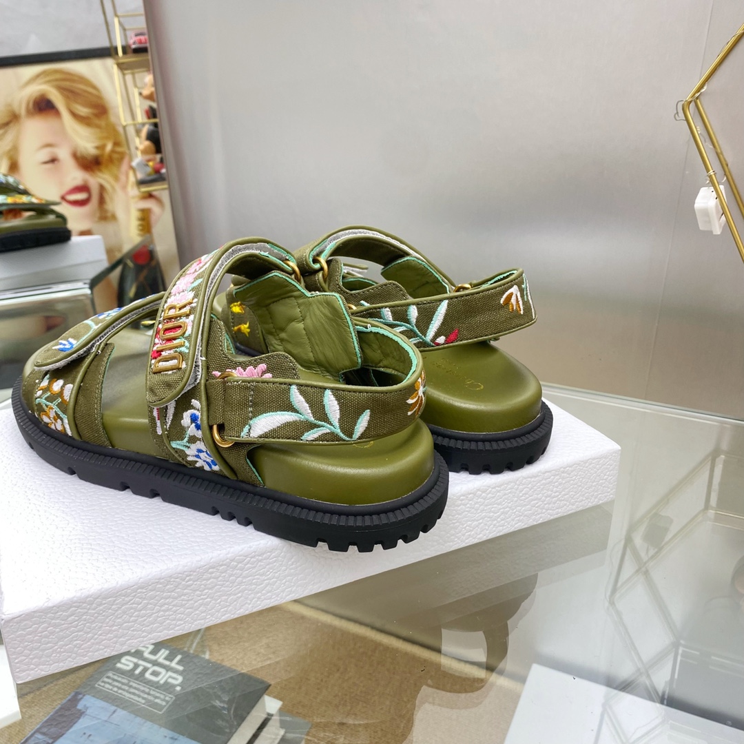 DIOR Embroidered Floral Print Sandals
