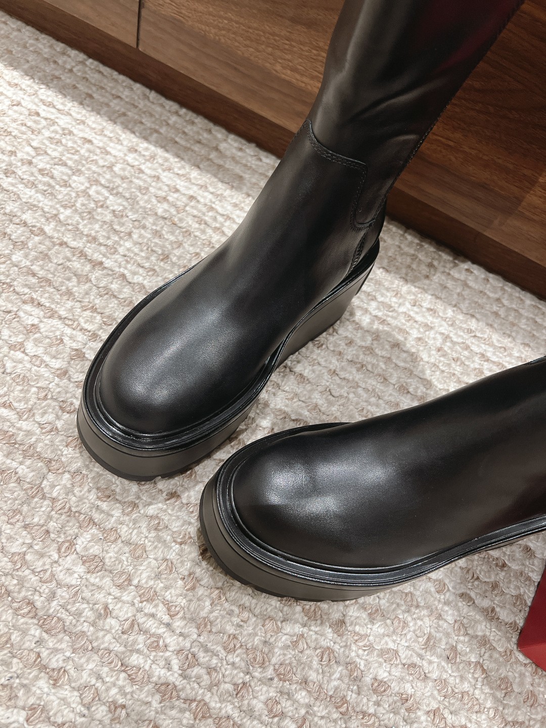 Valentino Leather Chunky Heeled Boots