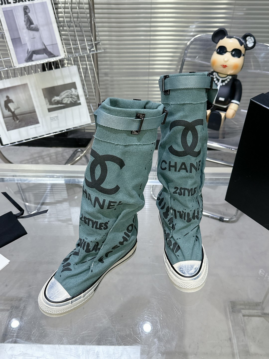 Chanel Pure Cotton Canvas High-Top Shoes