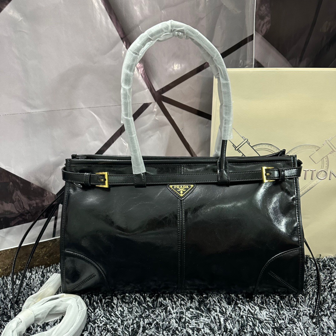 Prada Large Waxed Leather Bag