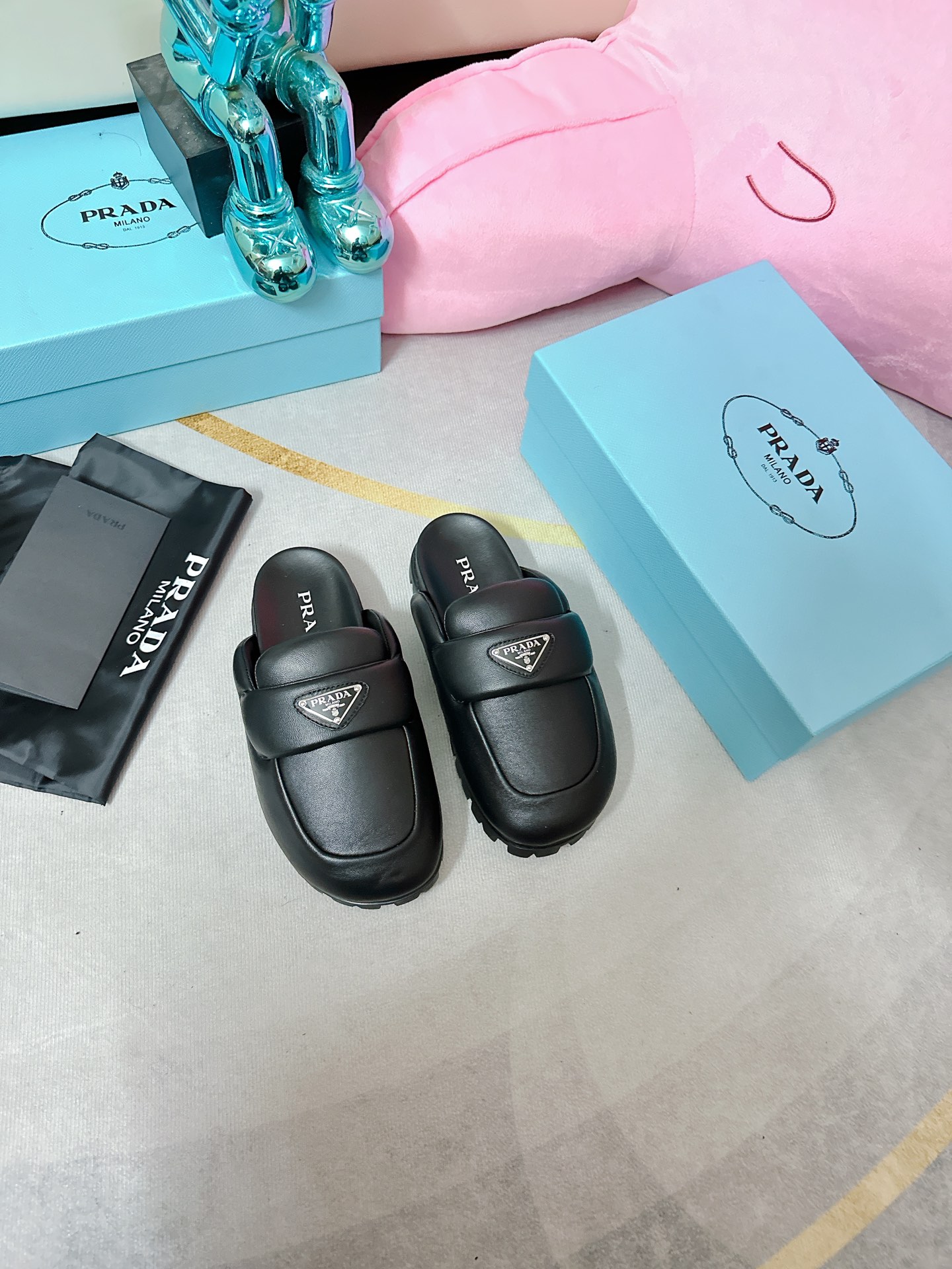 Prada Supple Sheepskin Mule Slides