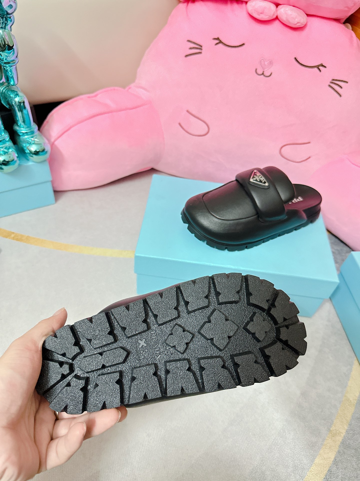 Prada Supple Sheepskin Mule Slides