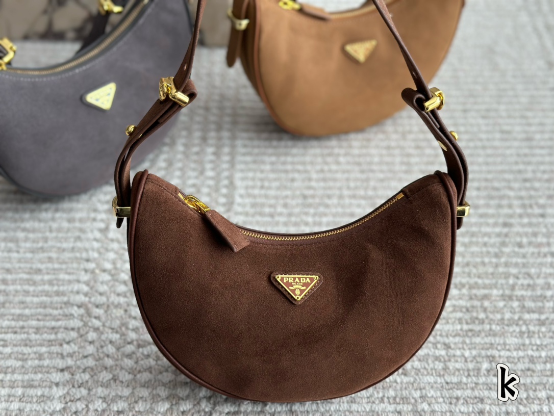 Prada Arqué Velvet Underarm/Shoulder Bag