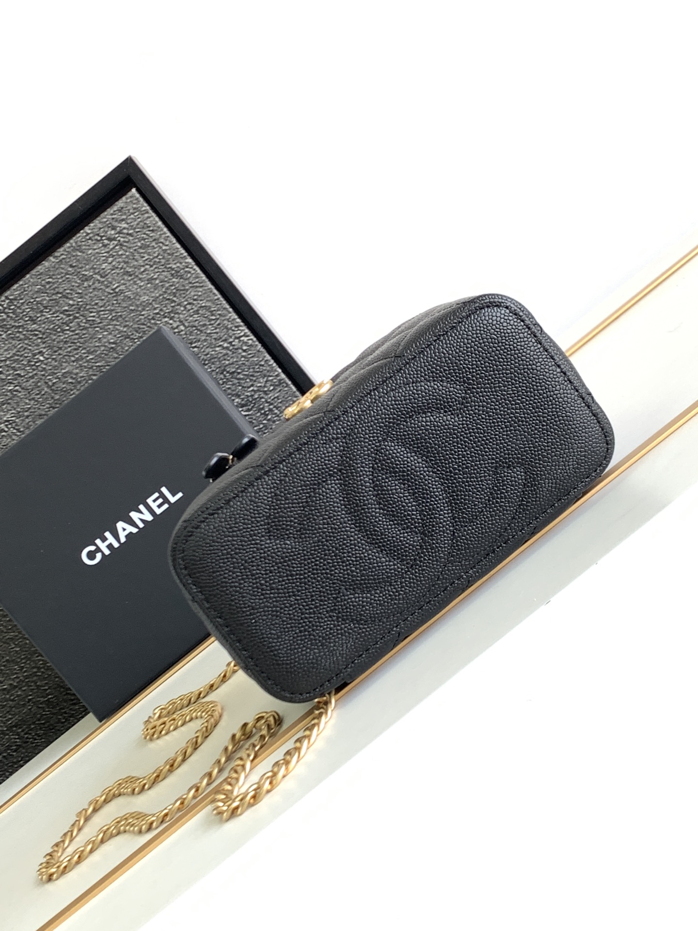 Chanel Black Lambskin Chain Bag