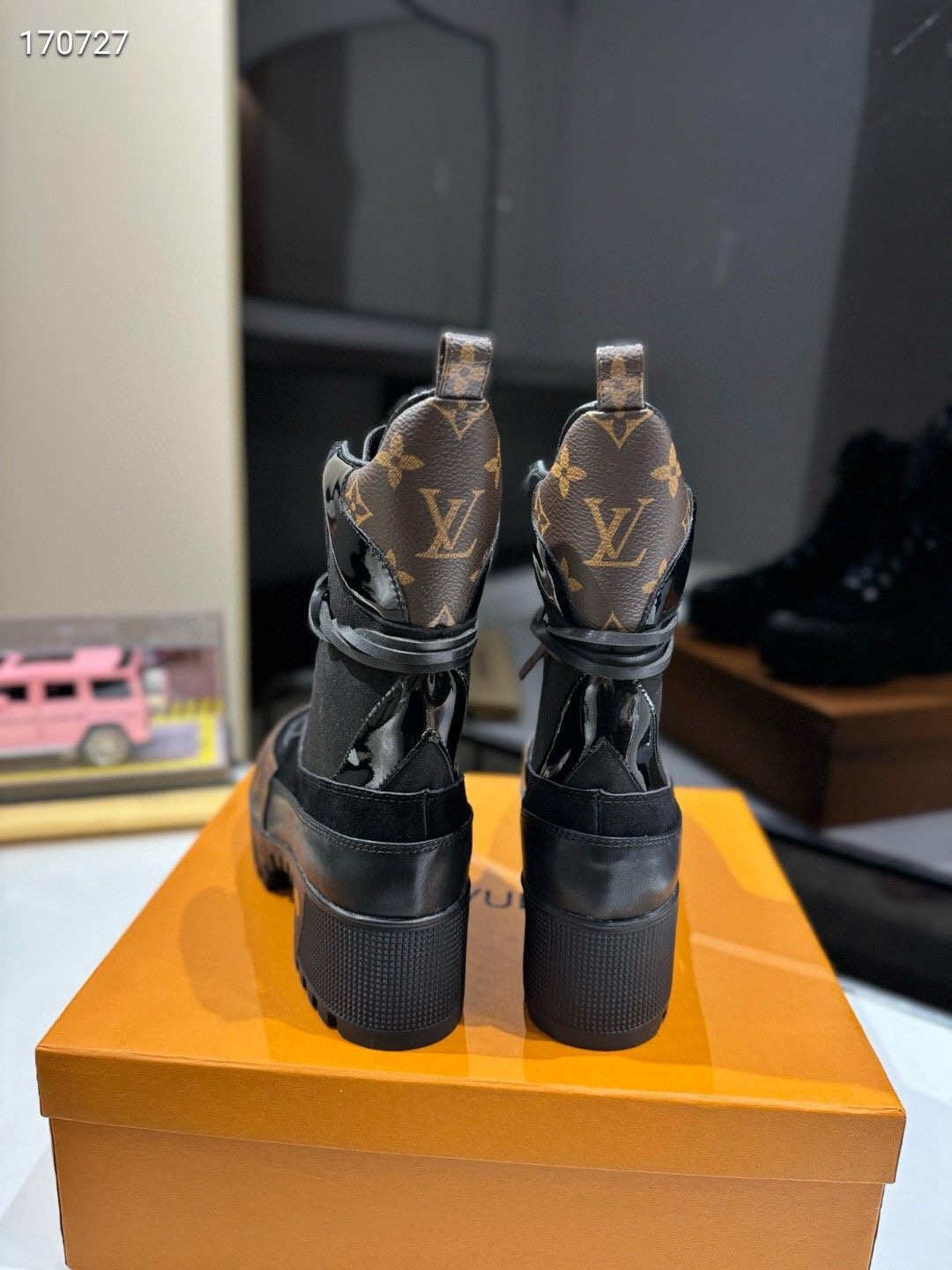 Louis Vuitton Monogram Black Chunky Boots
