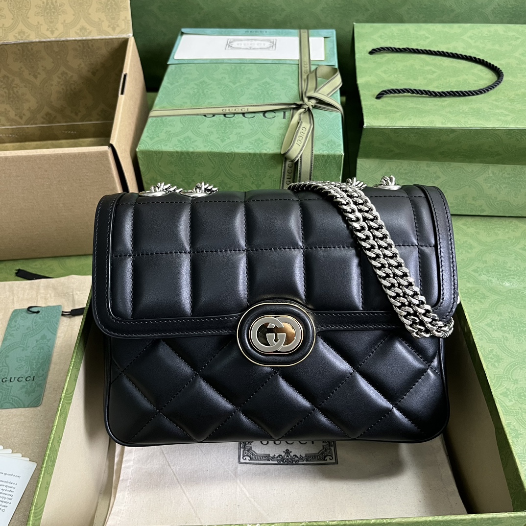 Gucci Crackled Grainy Leather Chain Bag