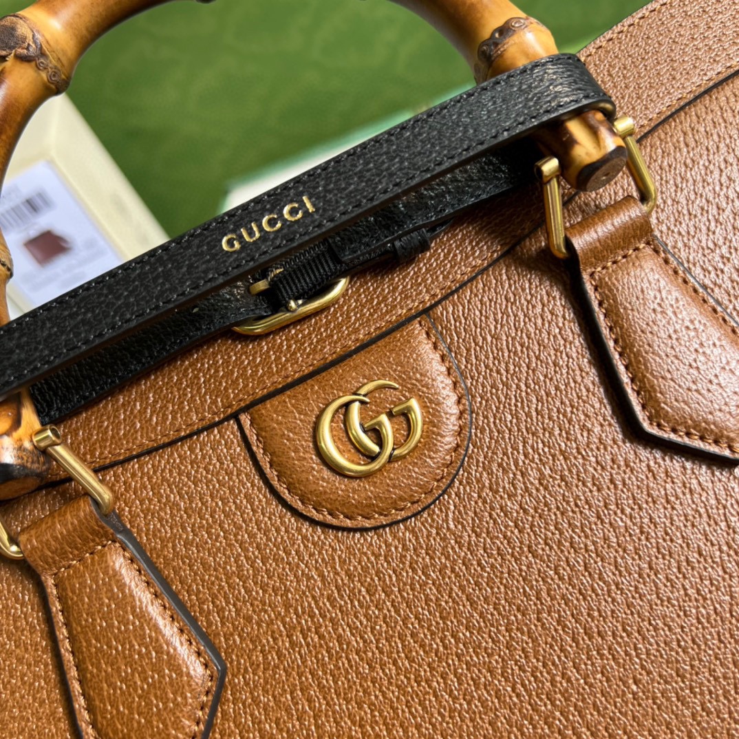 Gucci Dina Leather Bamboo Handle Bag