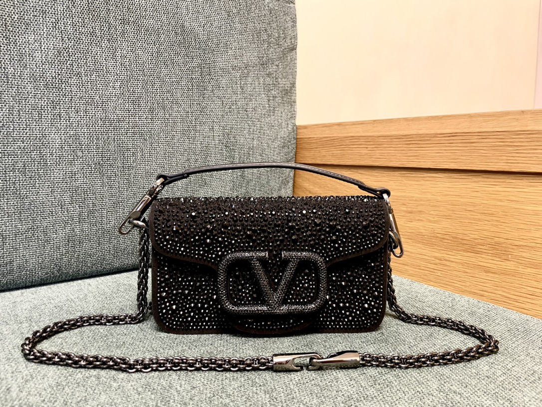 Valentino Calfskin Handbag with Embellished Diamonds