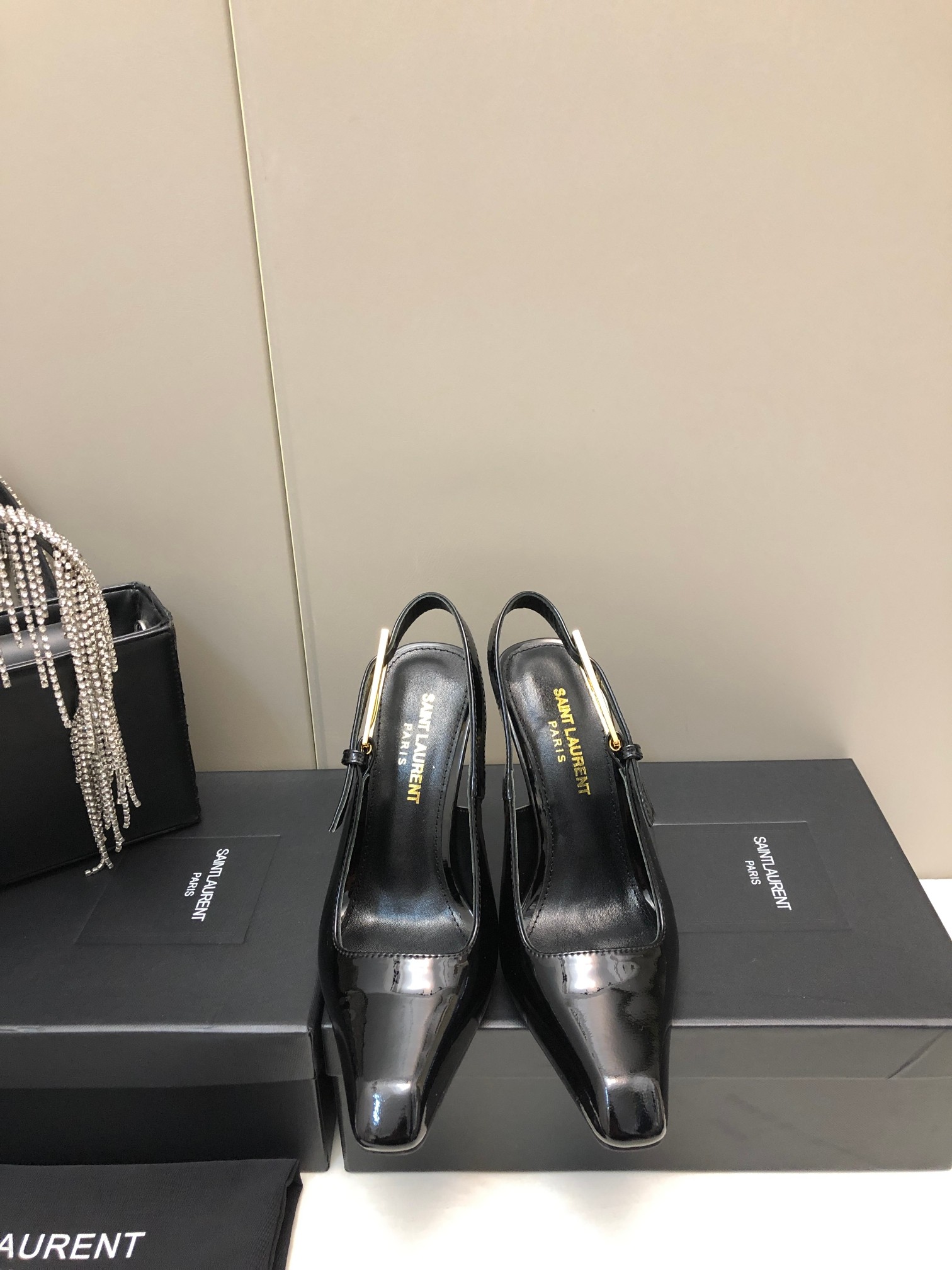 Saint Laurent Small Square-Toe High Heels