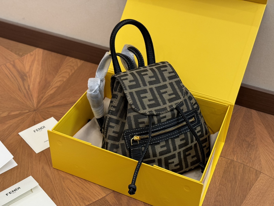 Fendi Vintage Pattern Flap Backpack