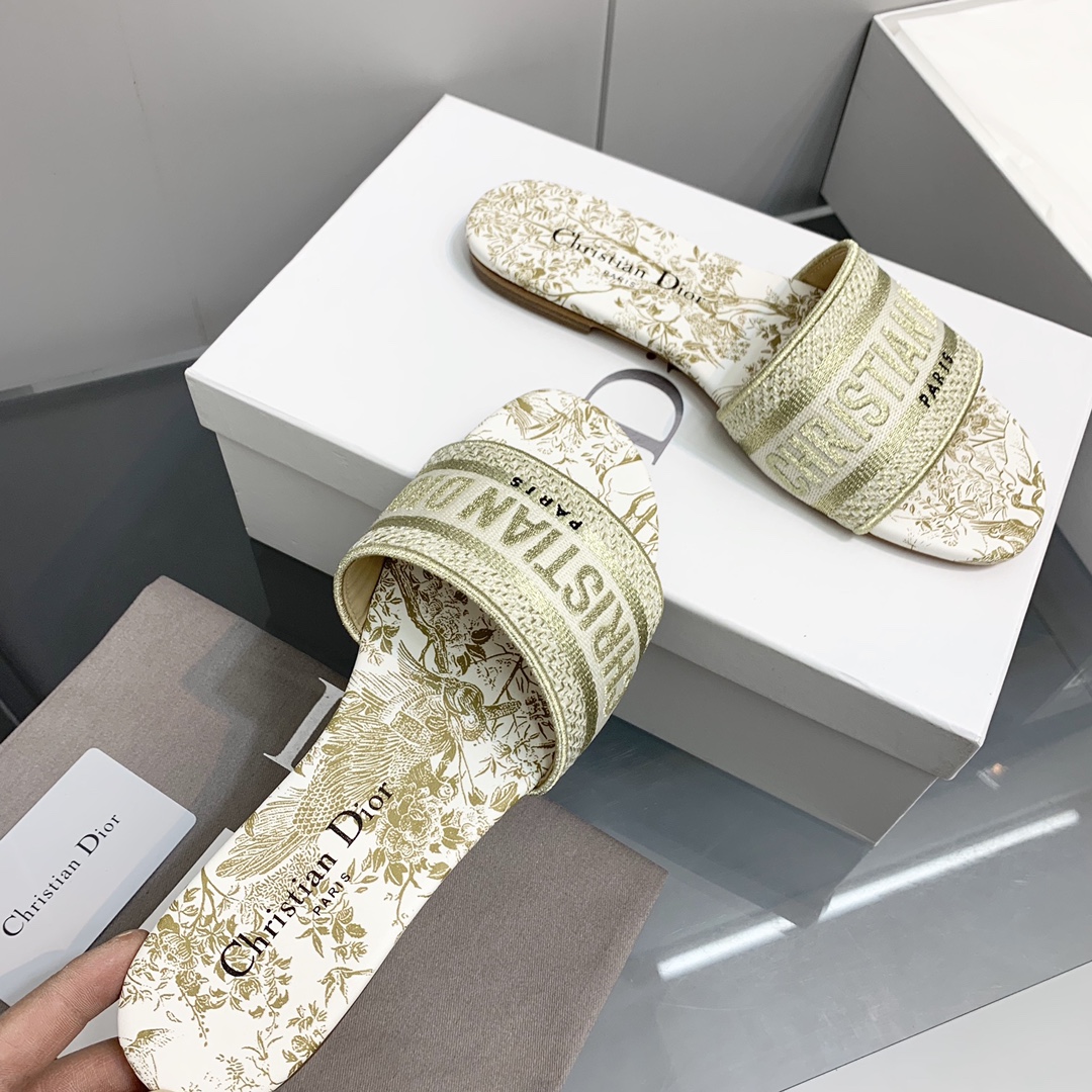 Dior Embroidered Cotton Slides