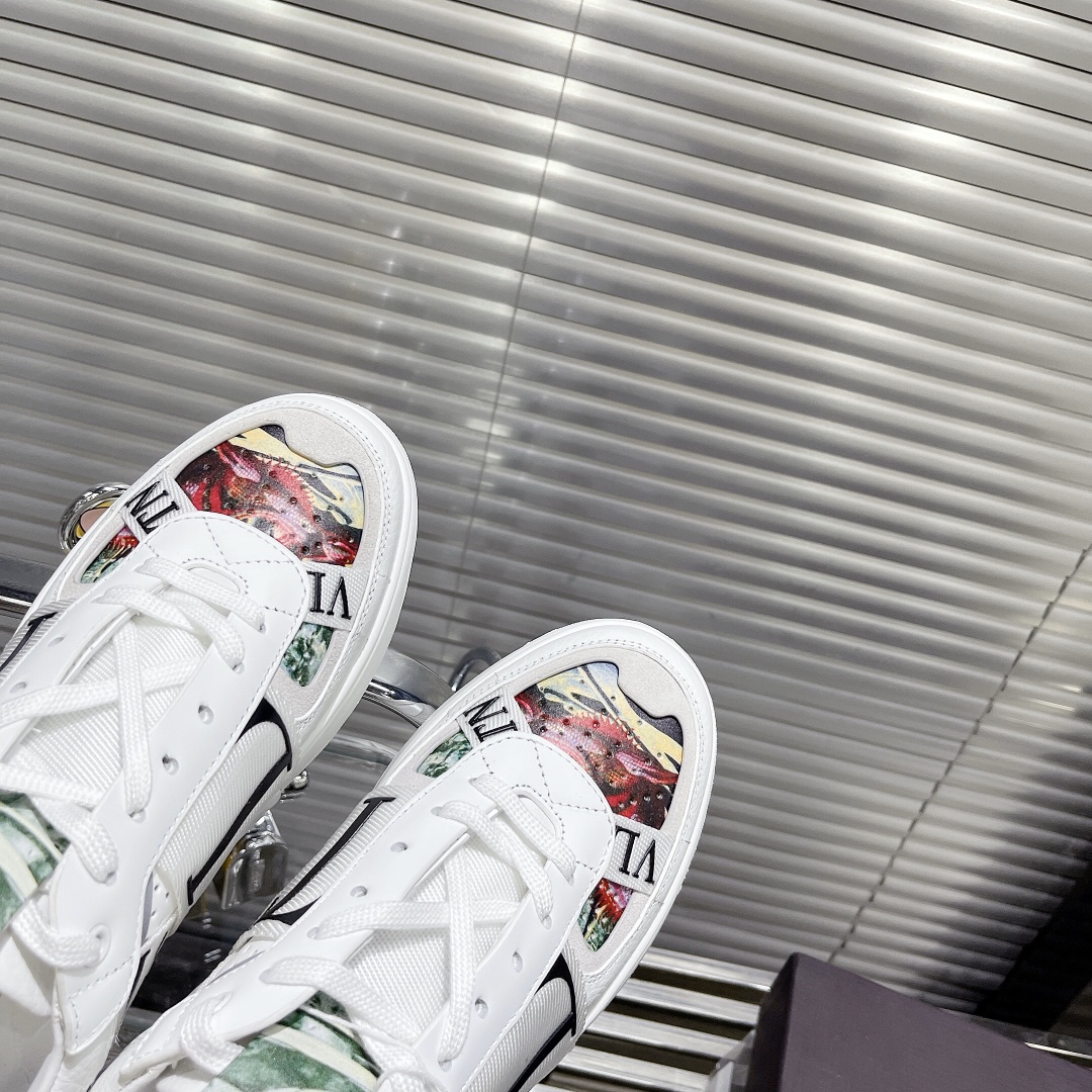 Valentino Women's Embroidered Calfskin Sneakers with Straps