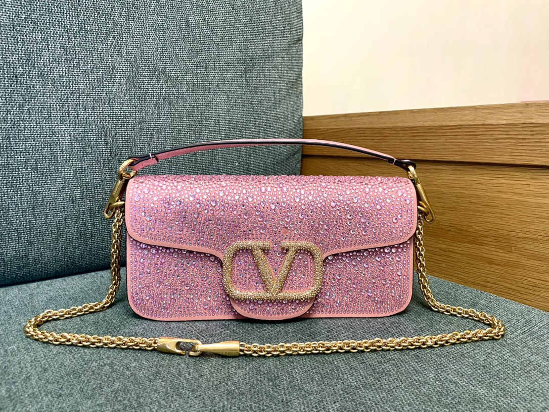 Valentino Calfskin Handbag with Embellished Diamonds