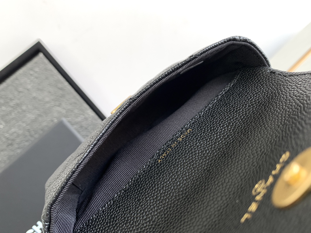 Chanel Classic Black Caviar Leather Single Shoulder Bag