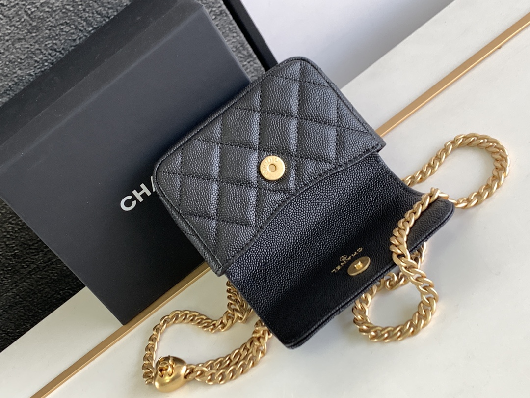 Chanel Classic Black Caviar Leather Single Shoulder Bag