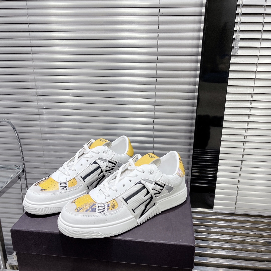 Valentino Women's Embroidered Calfskin Sneakers with Straps