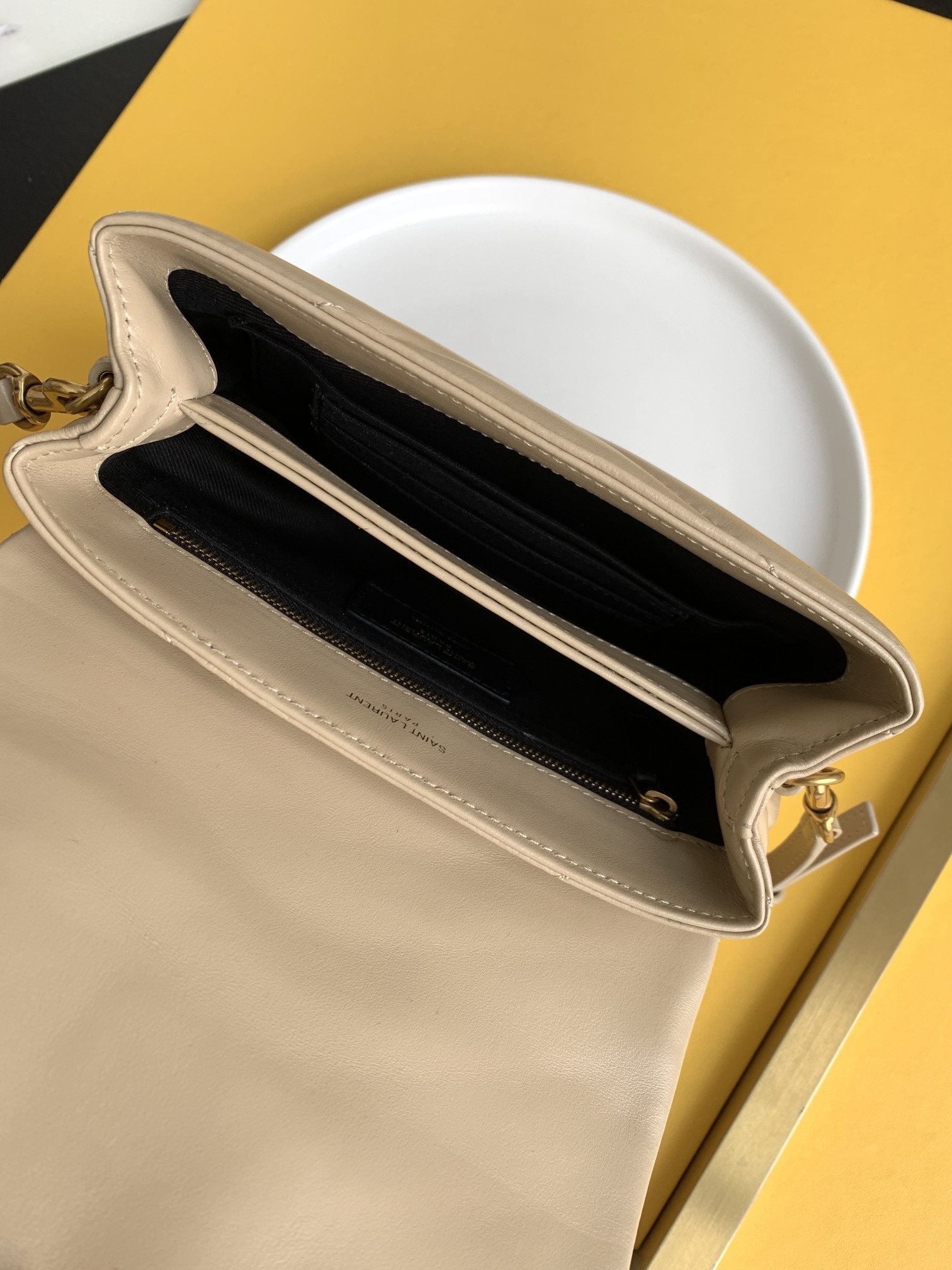 Saint Laurent Paris Beige Leather Women's Crossbody Bag