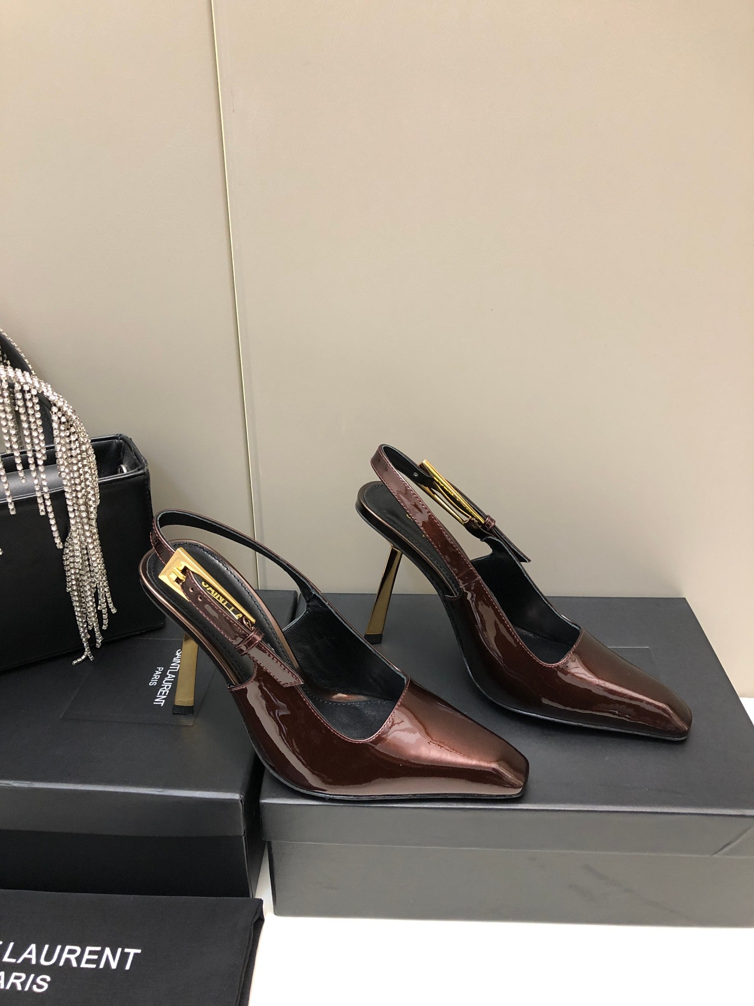 Saint Laurent Small Square-Toe High Heels