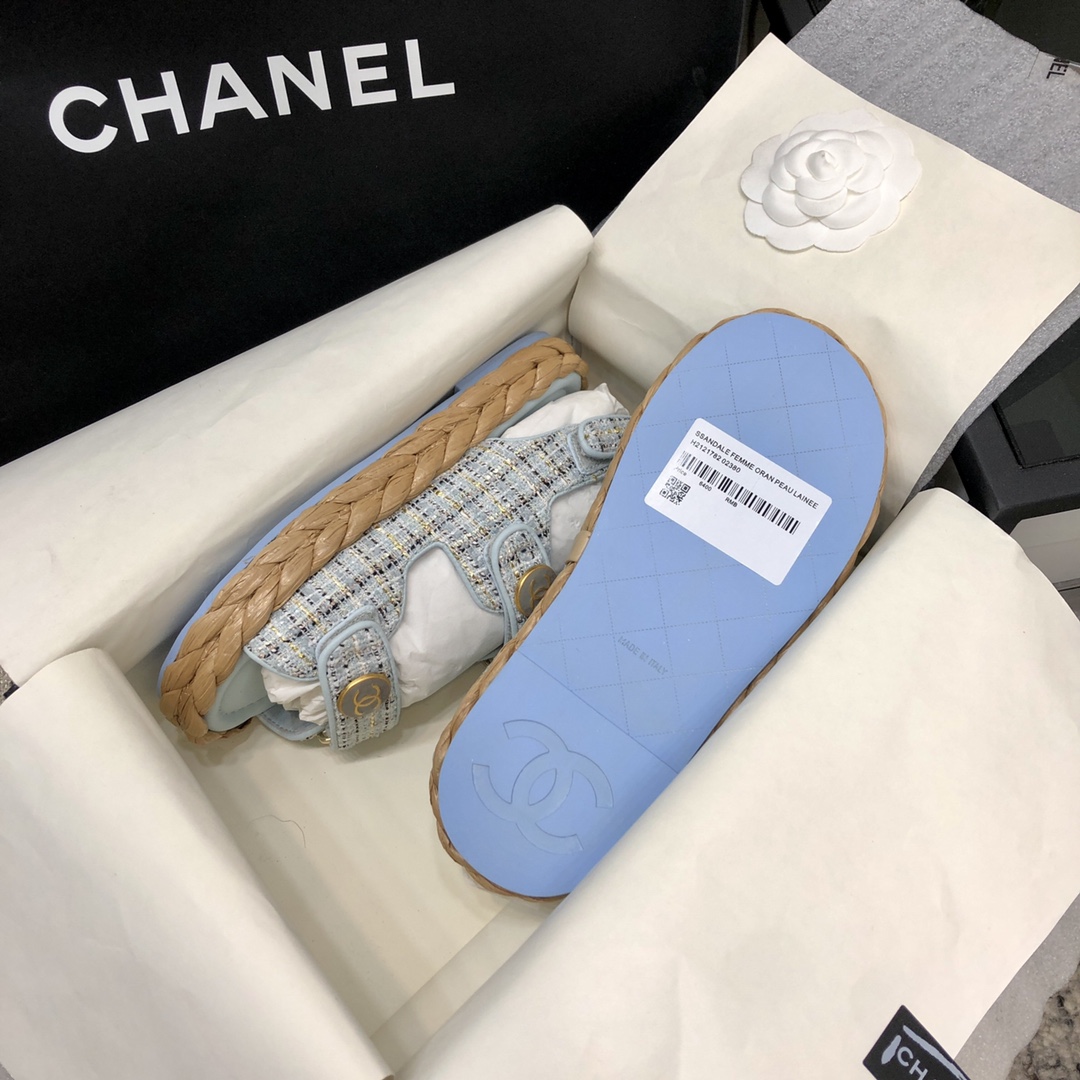 Chanel Woven Velcro Sandals