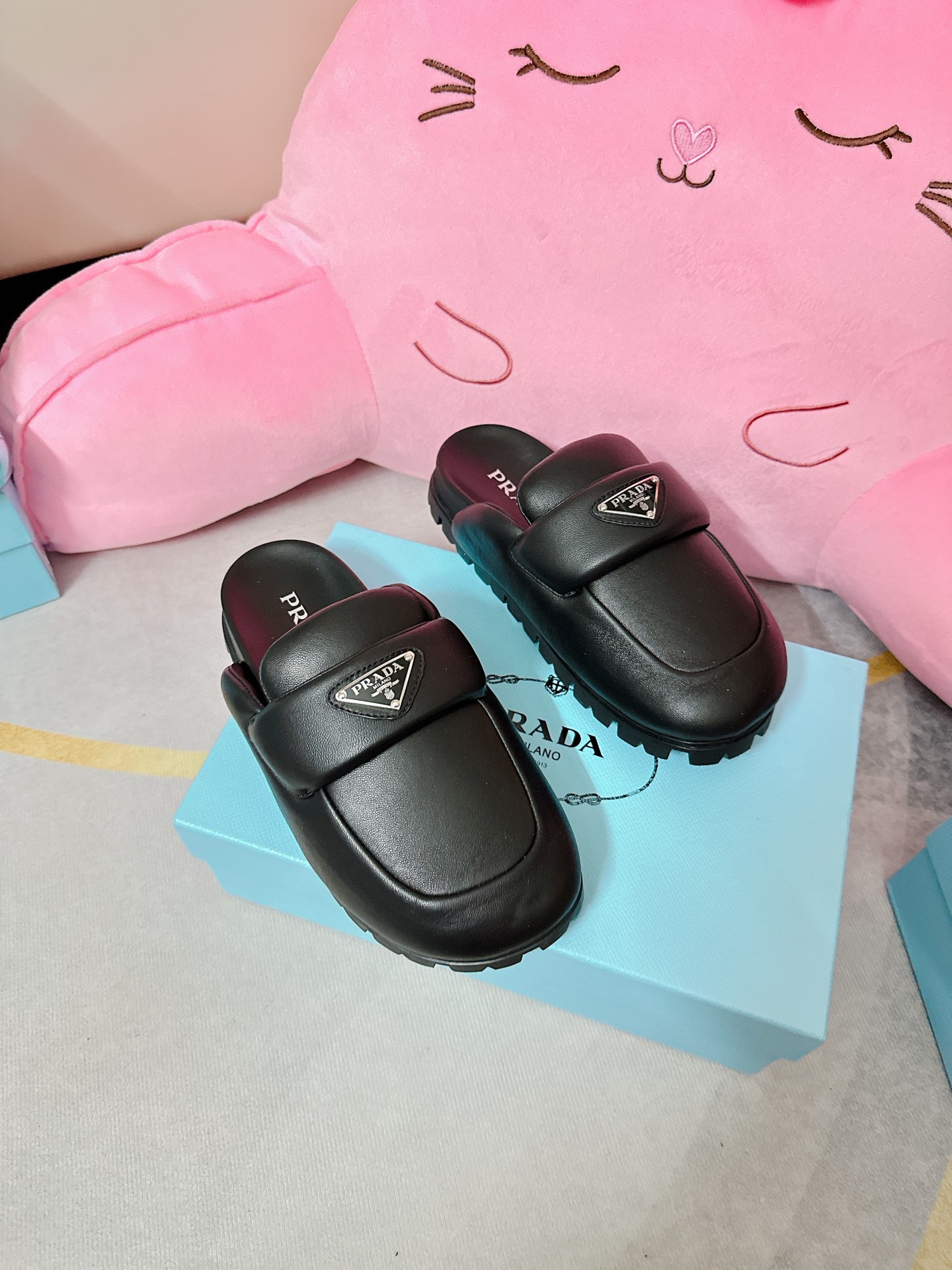 Prada Supple Sheepskin Mule Slides