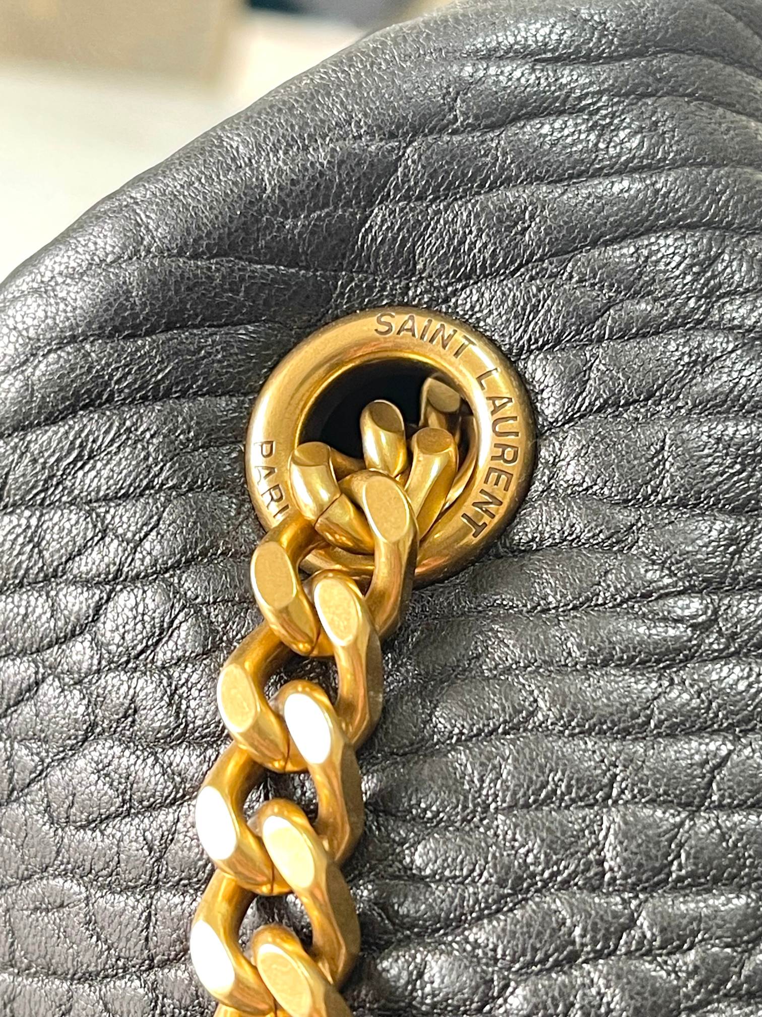 Saint Laurent CALYPSO Elephant-Grain Lambskin Chain Bag