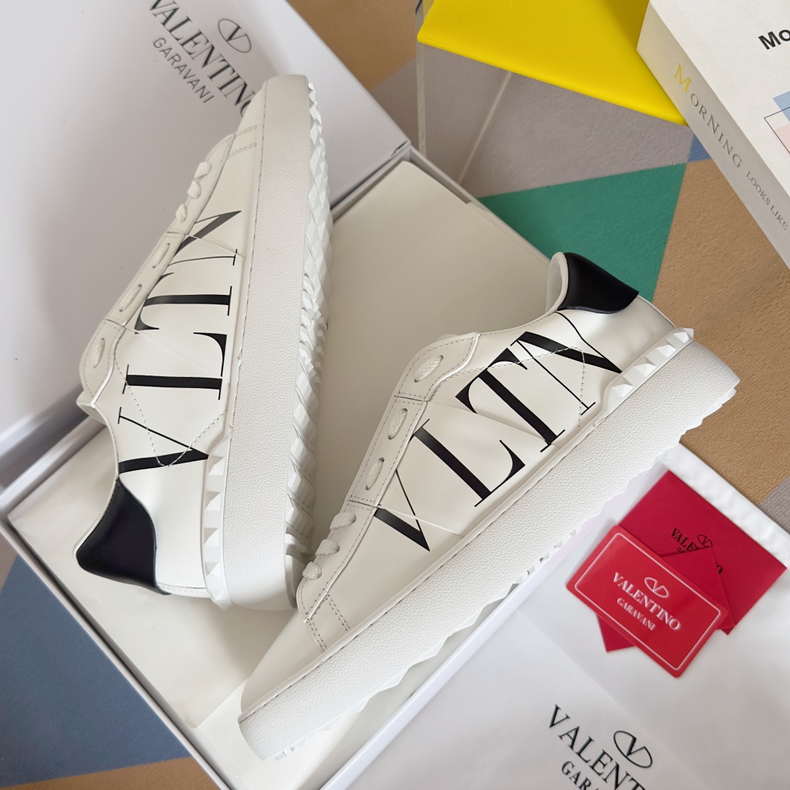 Valentino Rockstud Untitled Spike White Sneakers