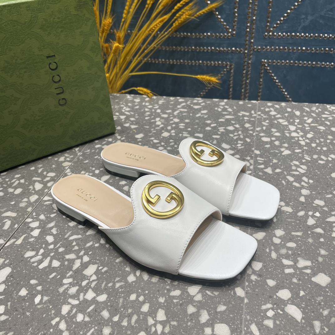 Gucci Square-Toe Flat Slippers