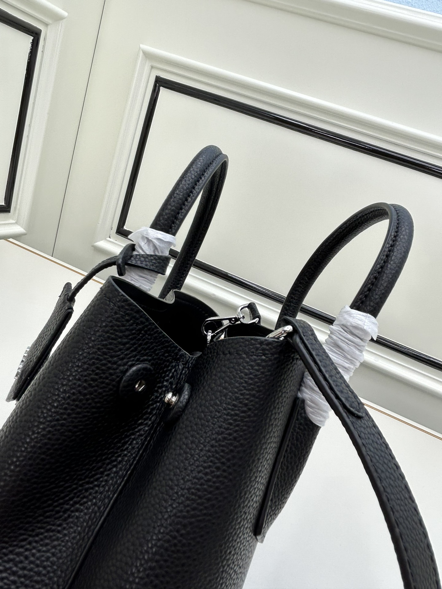 Prada Double Pebbled Leather Handbag