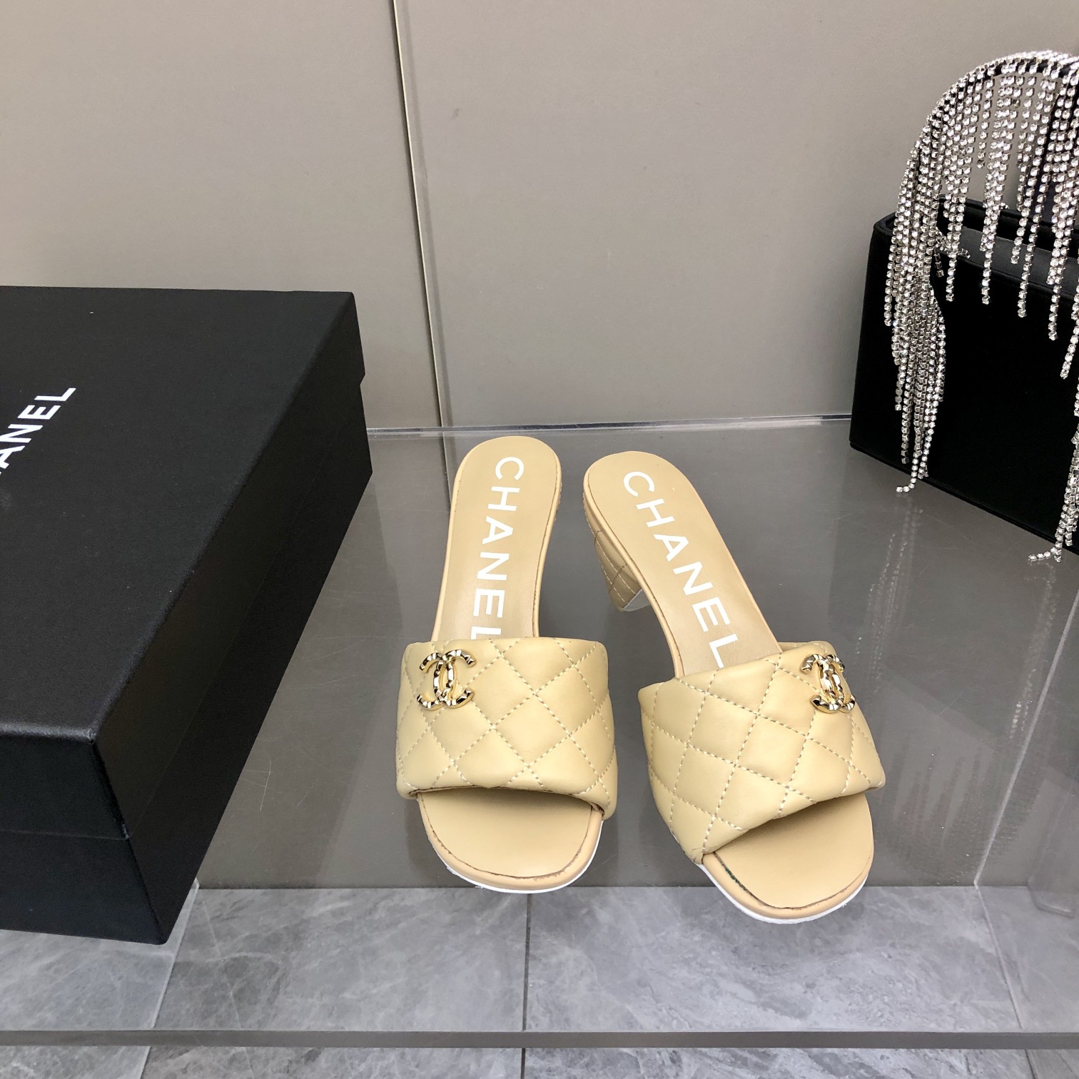 Chanel Lambskin Small Heeled Loafer Slippers
