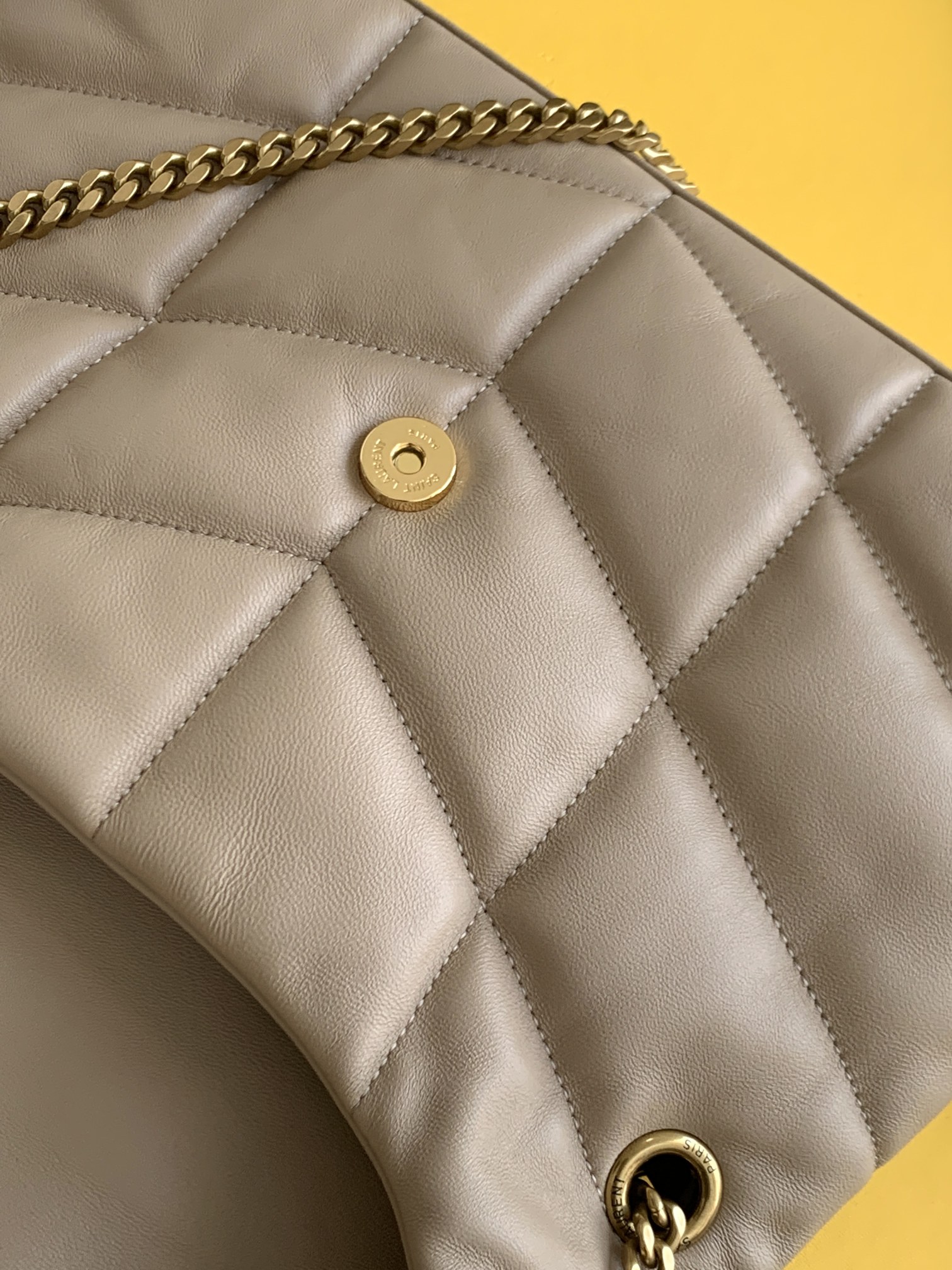 Saint Laurent Checkerboard Pattern Crossbody/Shoulder Chain Bag in  Beige-Brown