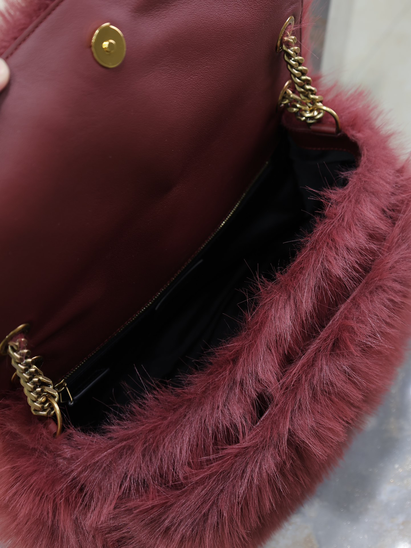 Saint Laurent Niki Bag in Rabbit Fur