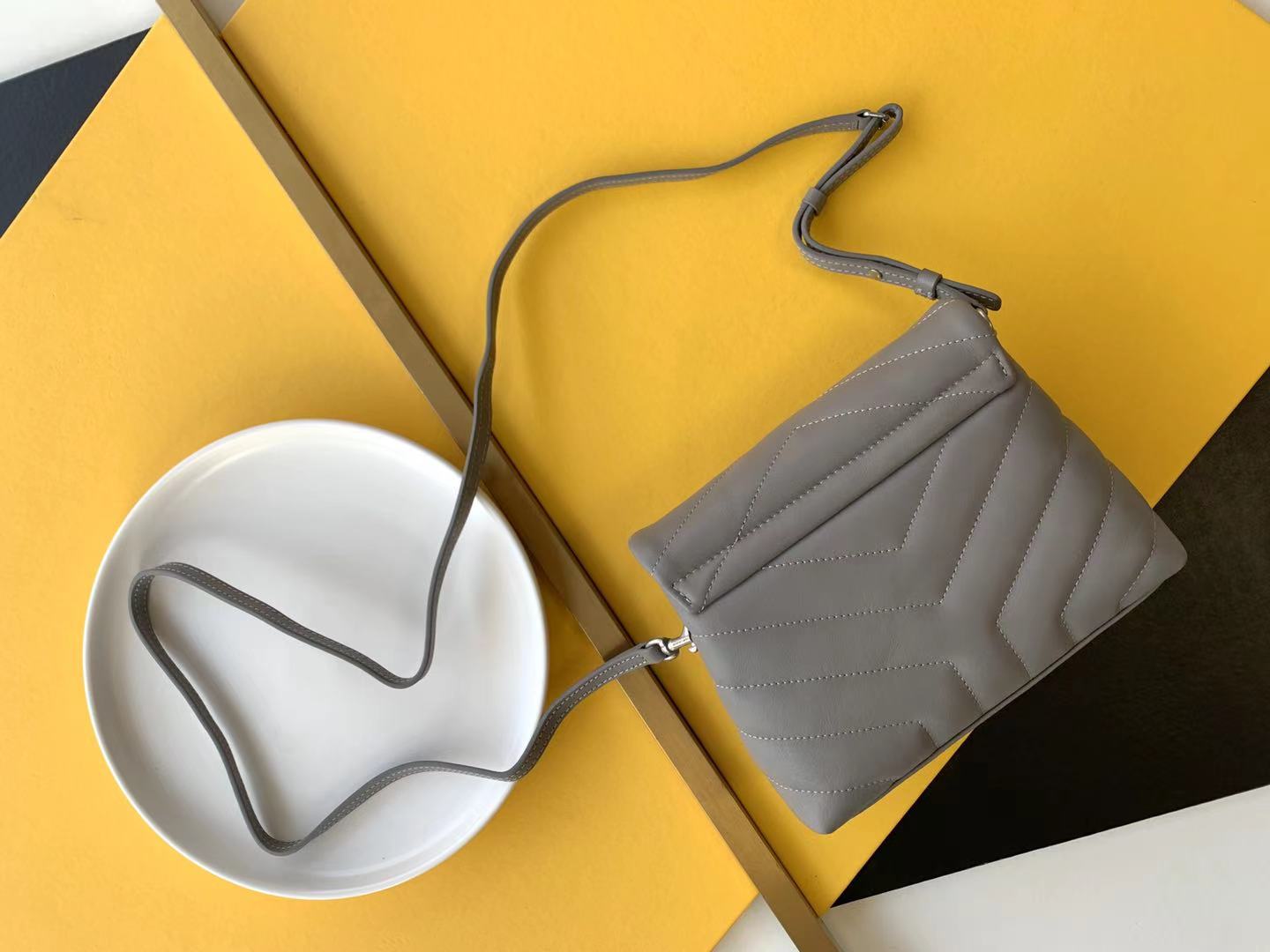 Saint Laurent Paris Grey Leather Women's Crossbody Bag