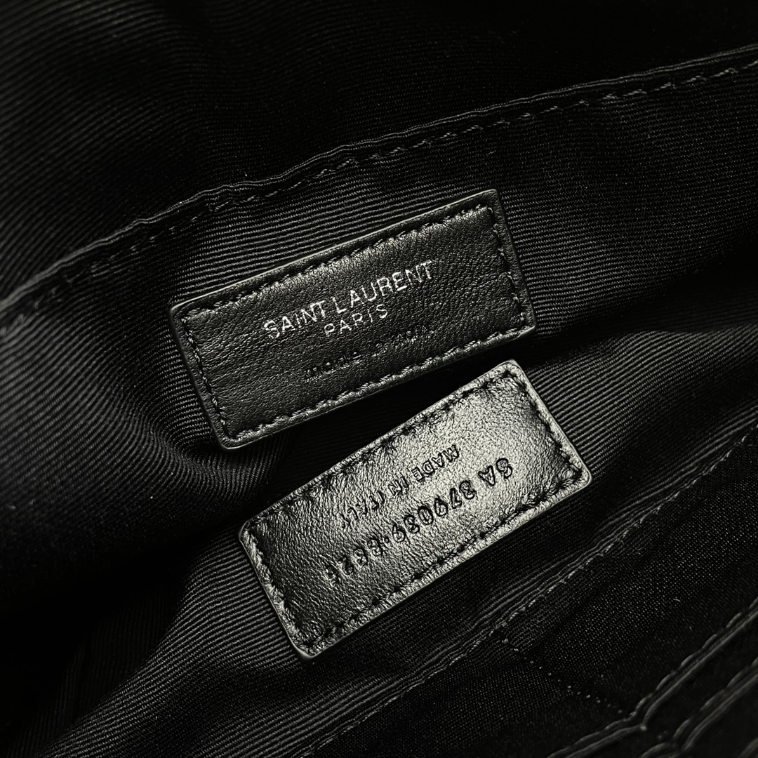 SAINT LAURENT Clutch Bag in Black Twill Leather by Black Logo