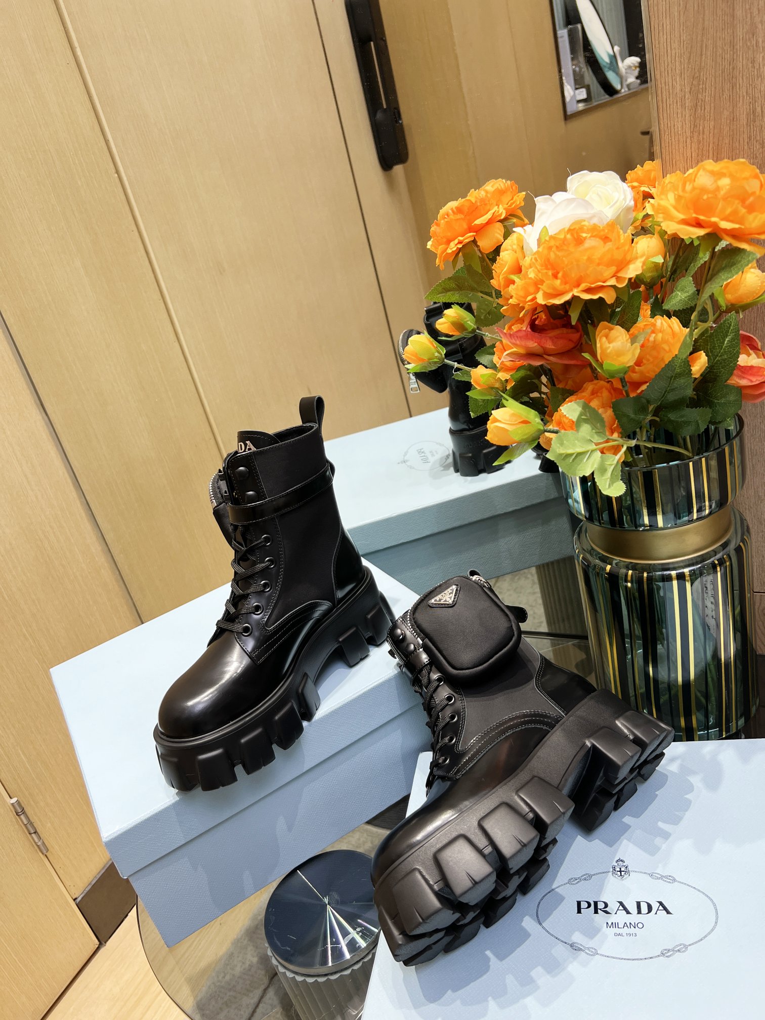 Monolith Leather and Re-Nylon Boots (with Pouch)