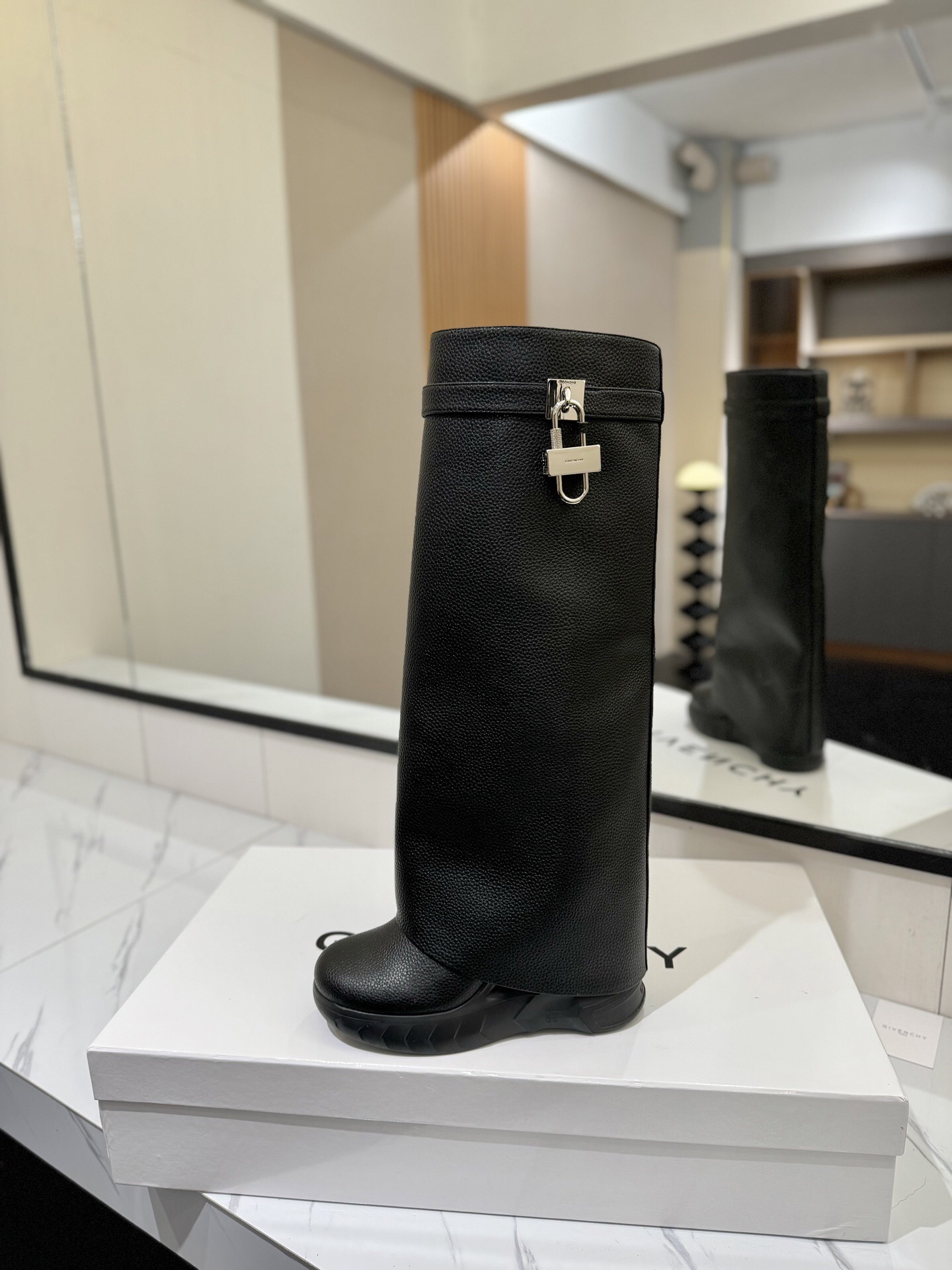 Givenchy Slope Heel Elevated Shark Long Boot