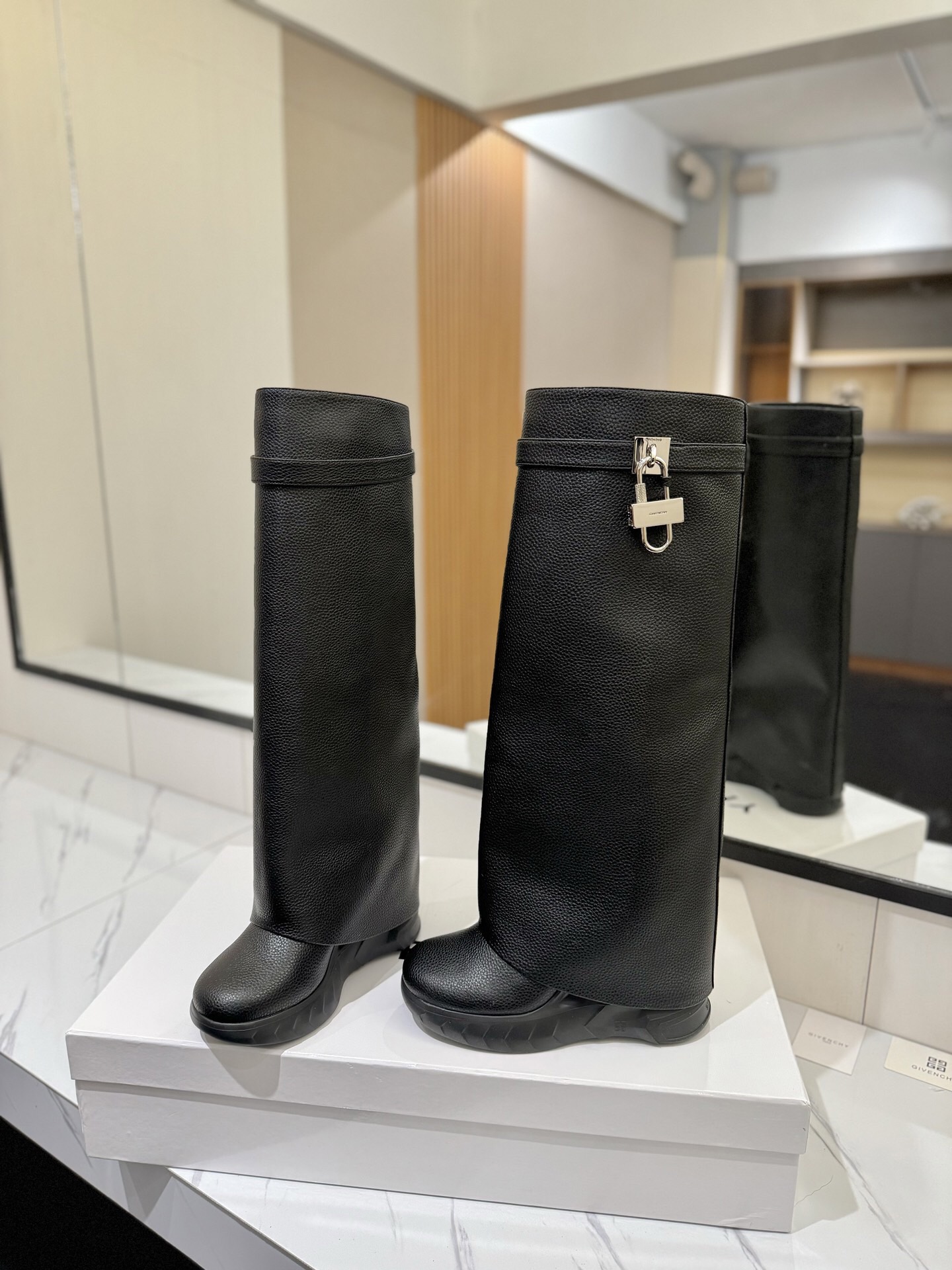 Givenchy Slope Heel Elevated Shark Long Boot