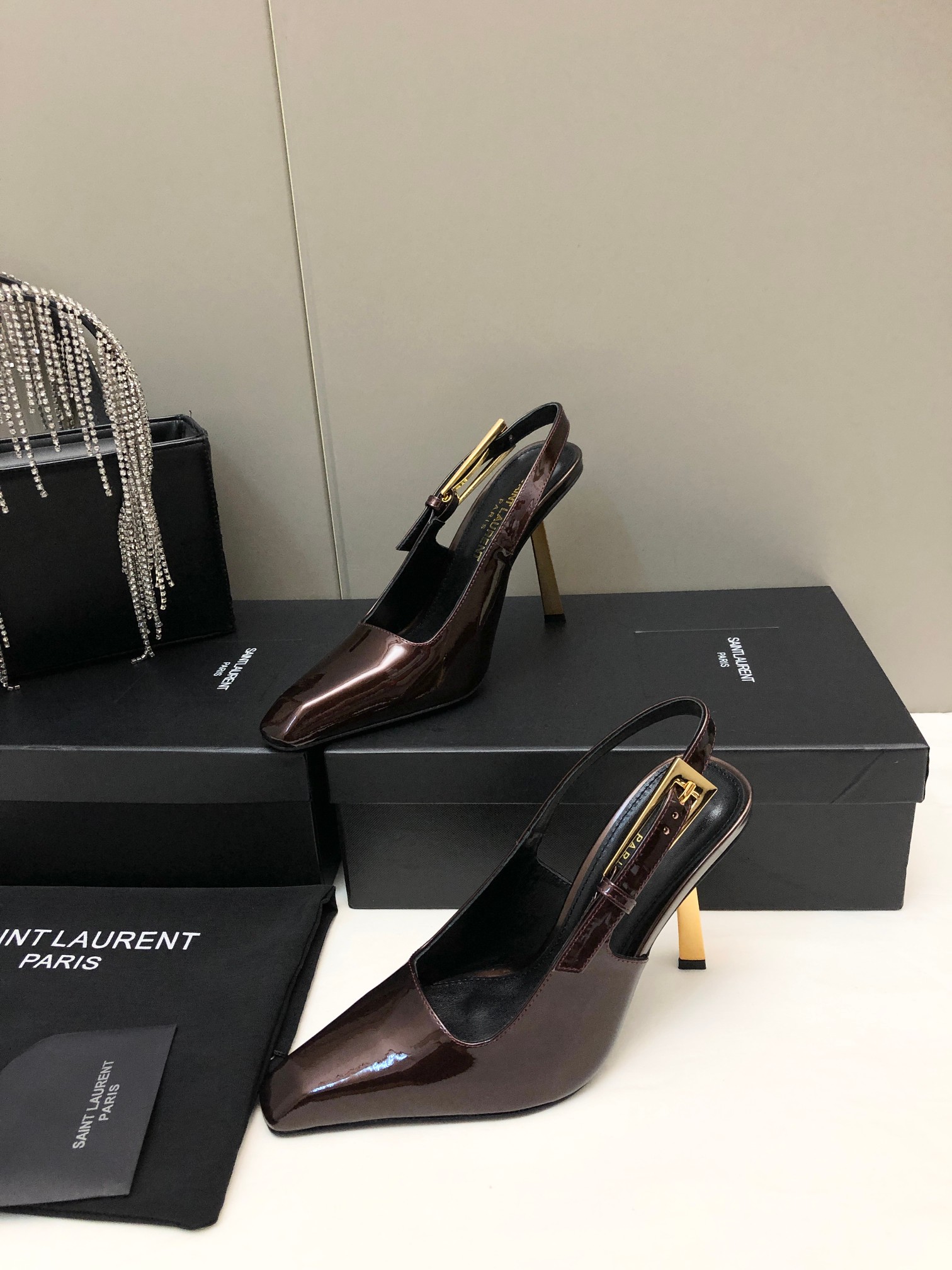 Saint Laurent Small Square-Toe High Heels