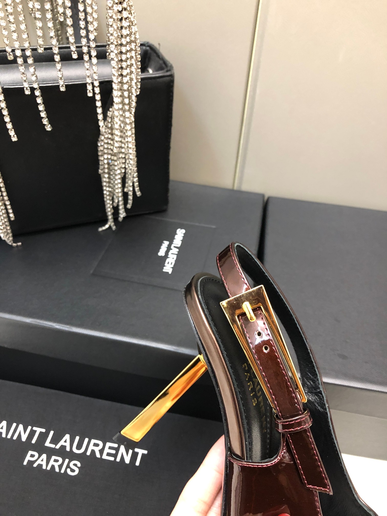 Saint Laurent Small Square-Toe High Heels
