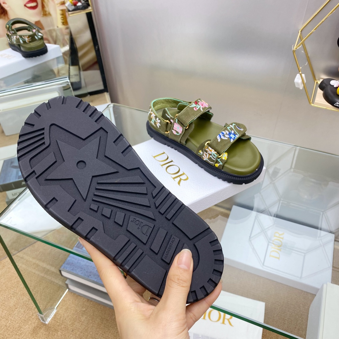 DIOR Embroidered Floral Print Sandals