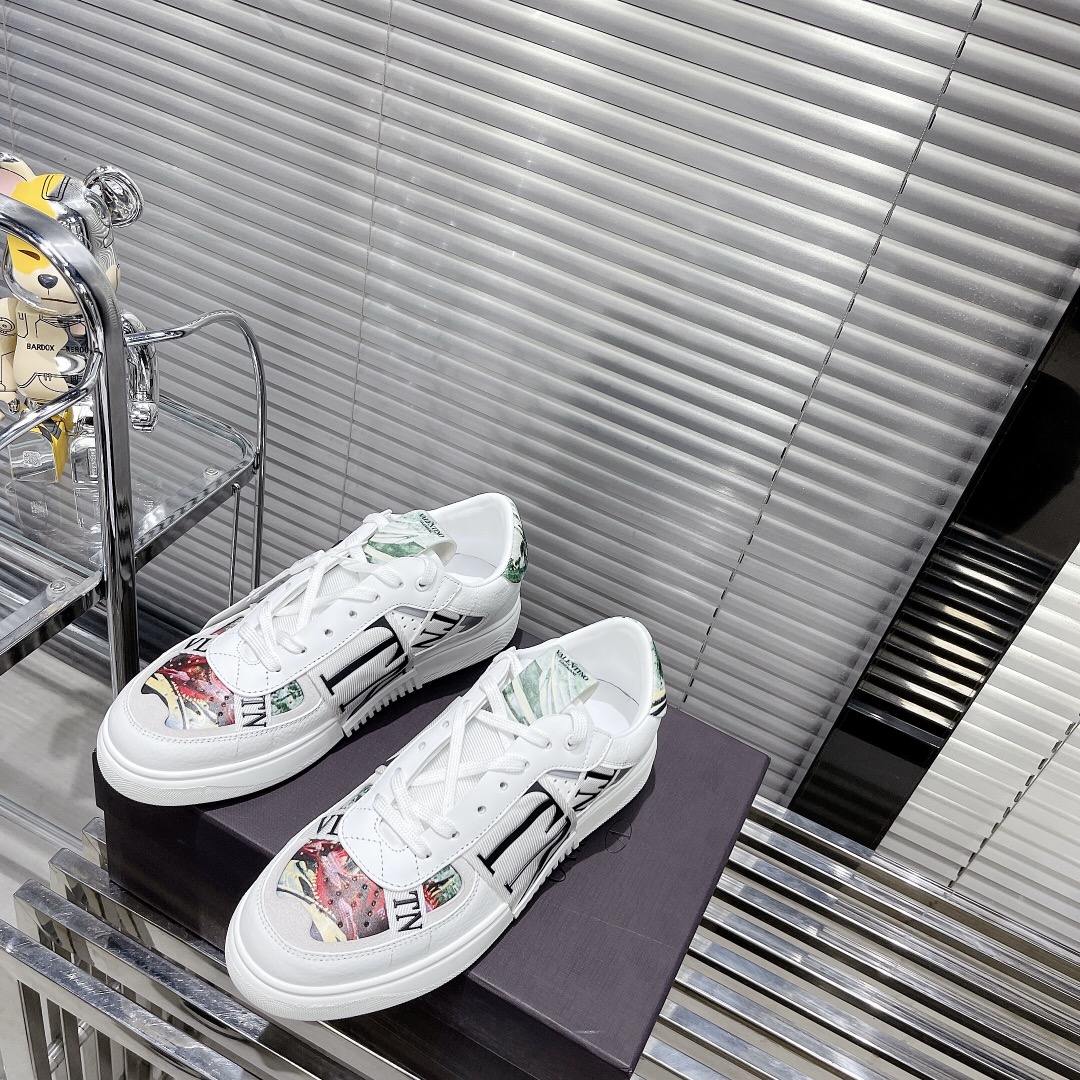 Valentino Women's Embroidered Calfskin Sneakers with Straps