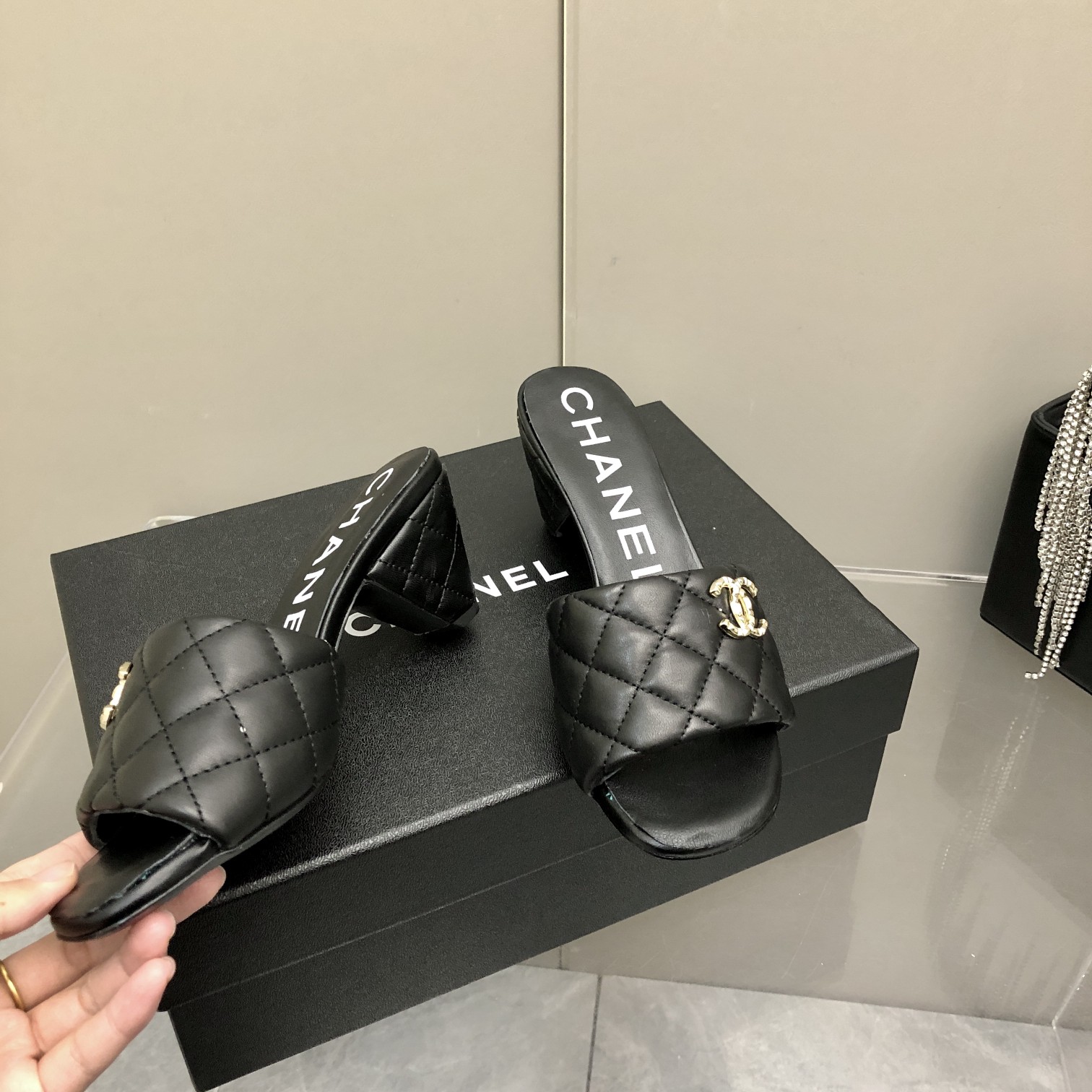 Chanel Sheepskin Low-Heel Mule Slippers