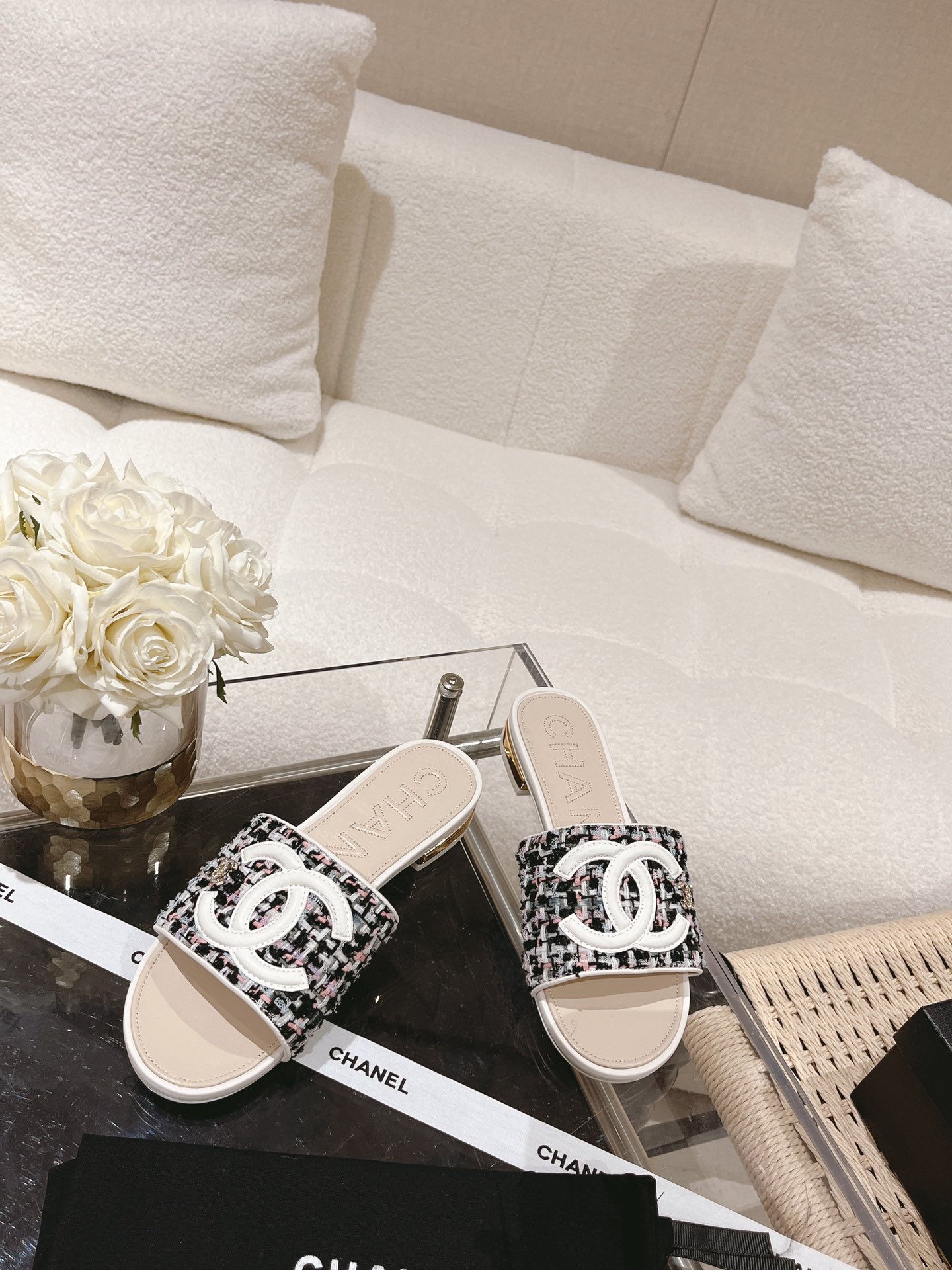 Chanel Woven Flat Slippers