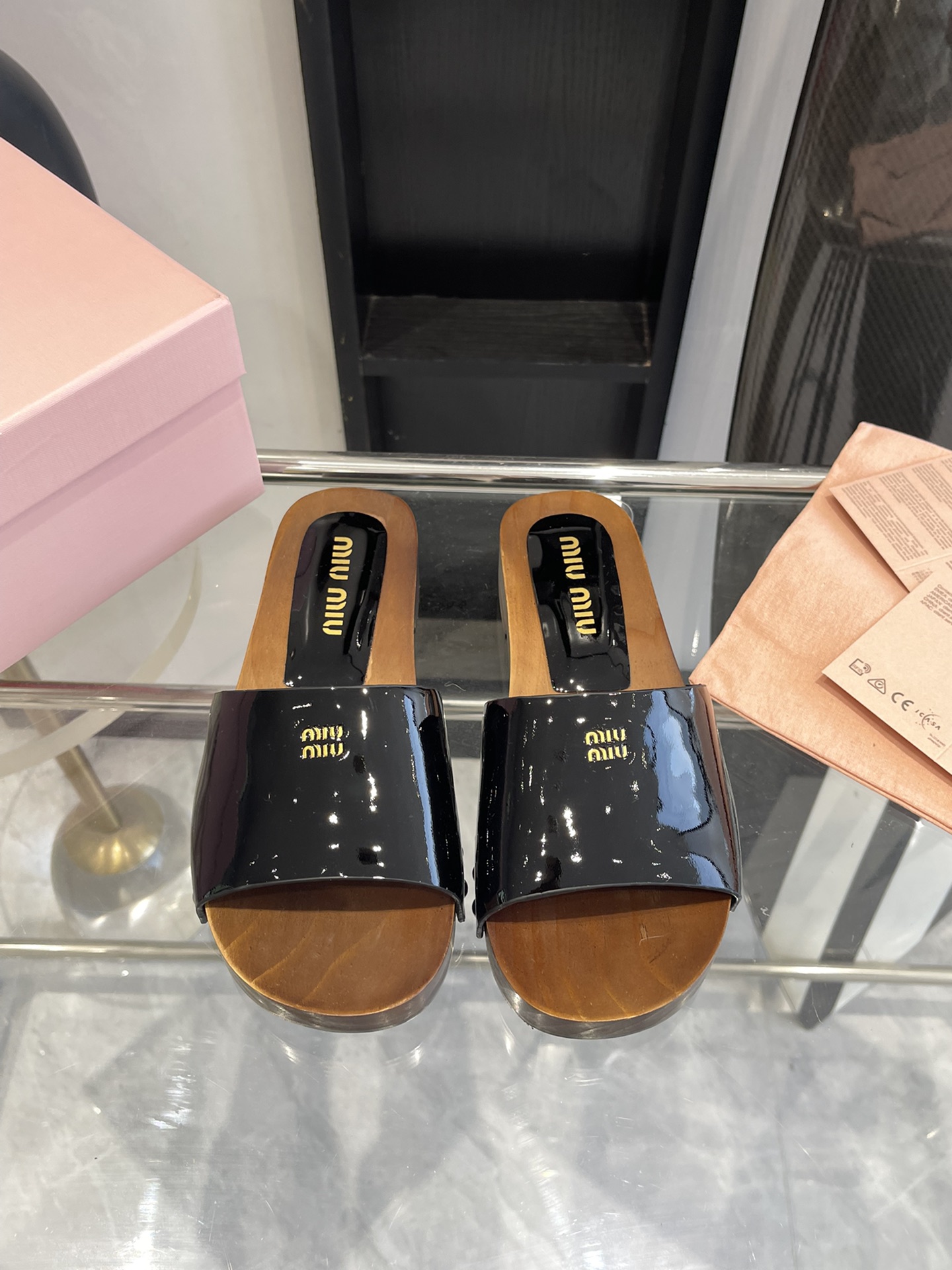 Miu Miu Wooden Sole Slippers